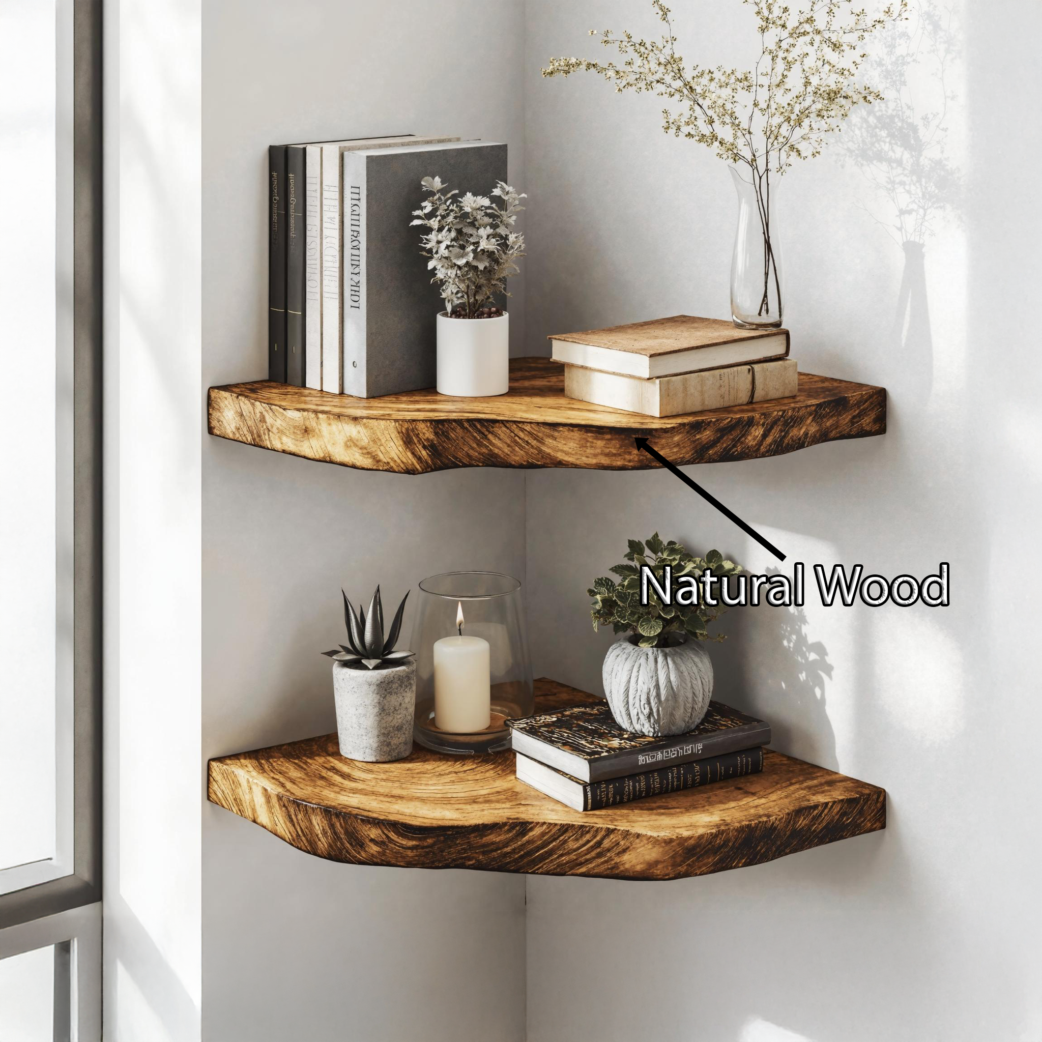 Vintage Wood Corner Shelf Unit For Bedroom Storage SILDTCN060