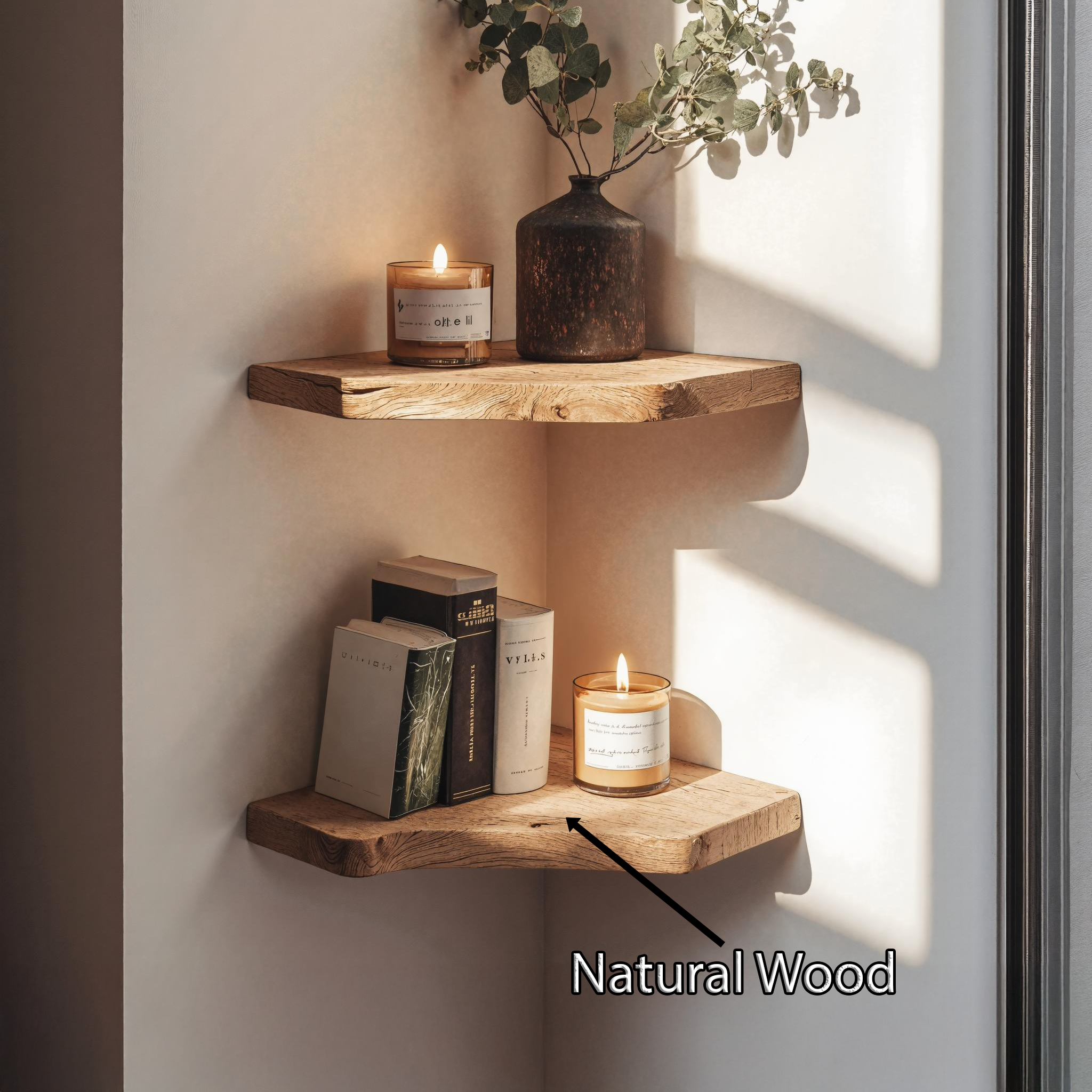 Modern Natural Wood Corner Shelf For Contemporary Decor SILDTCN073