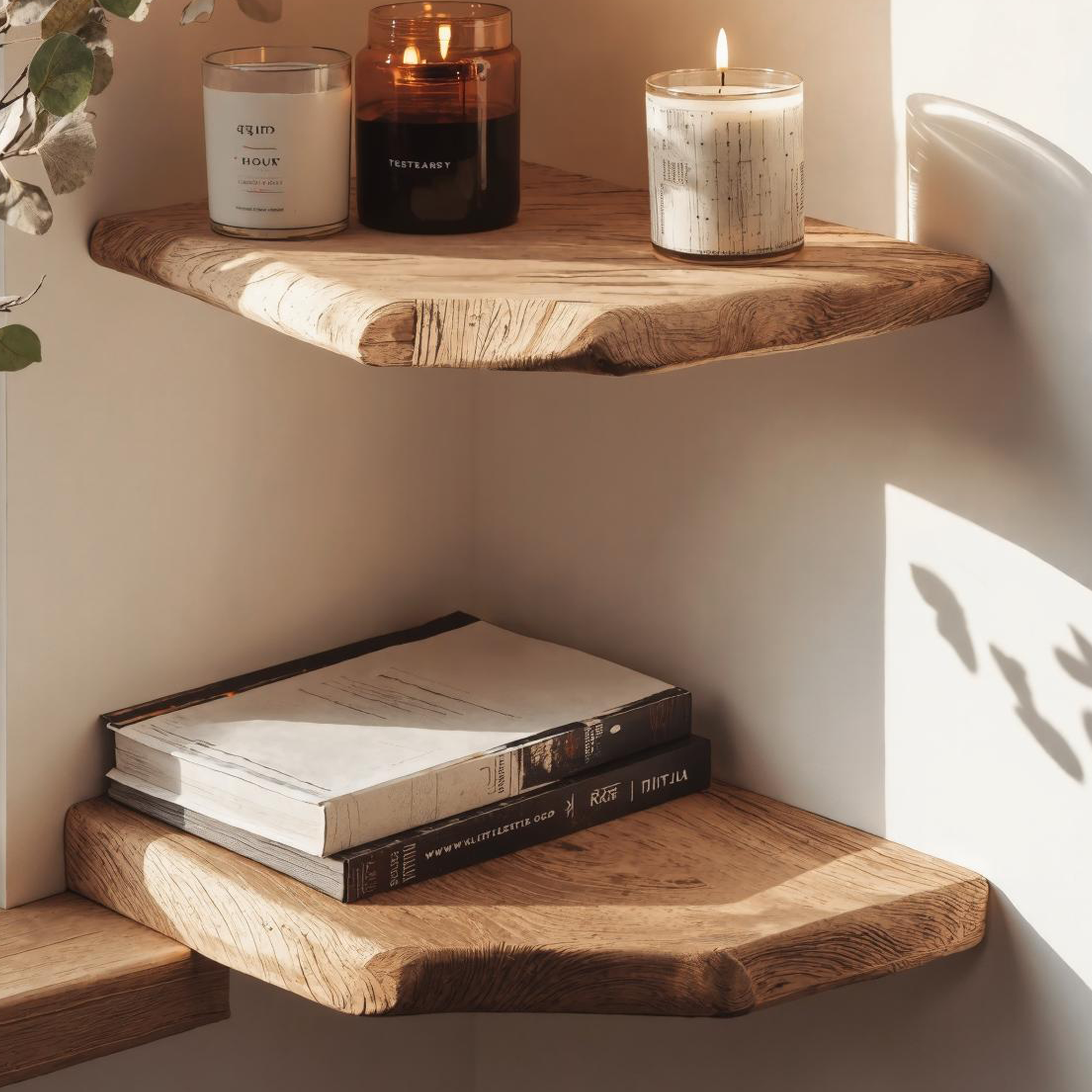 Rustic Country-Style Wood Corner Shelf For Farmhouse Entryway SILDTCN071