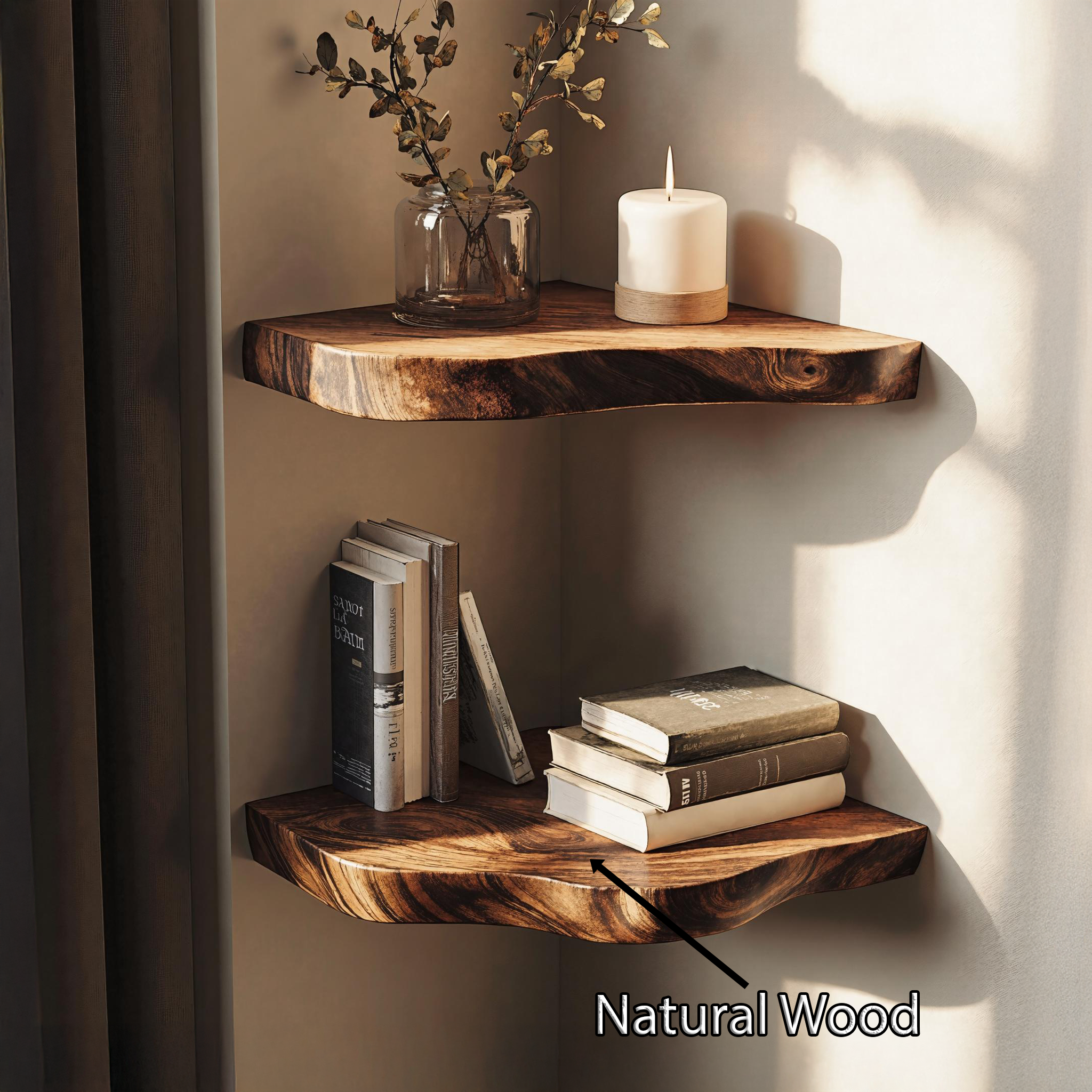 Mid-Century Modern Wood Corner Shelf For Living Room SILDTCN067
