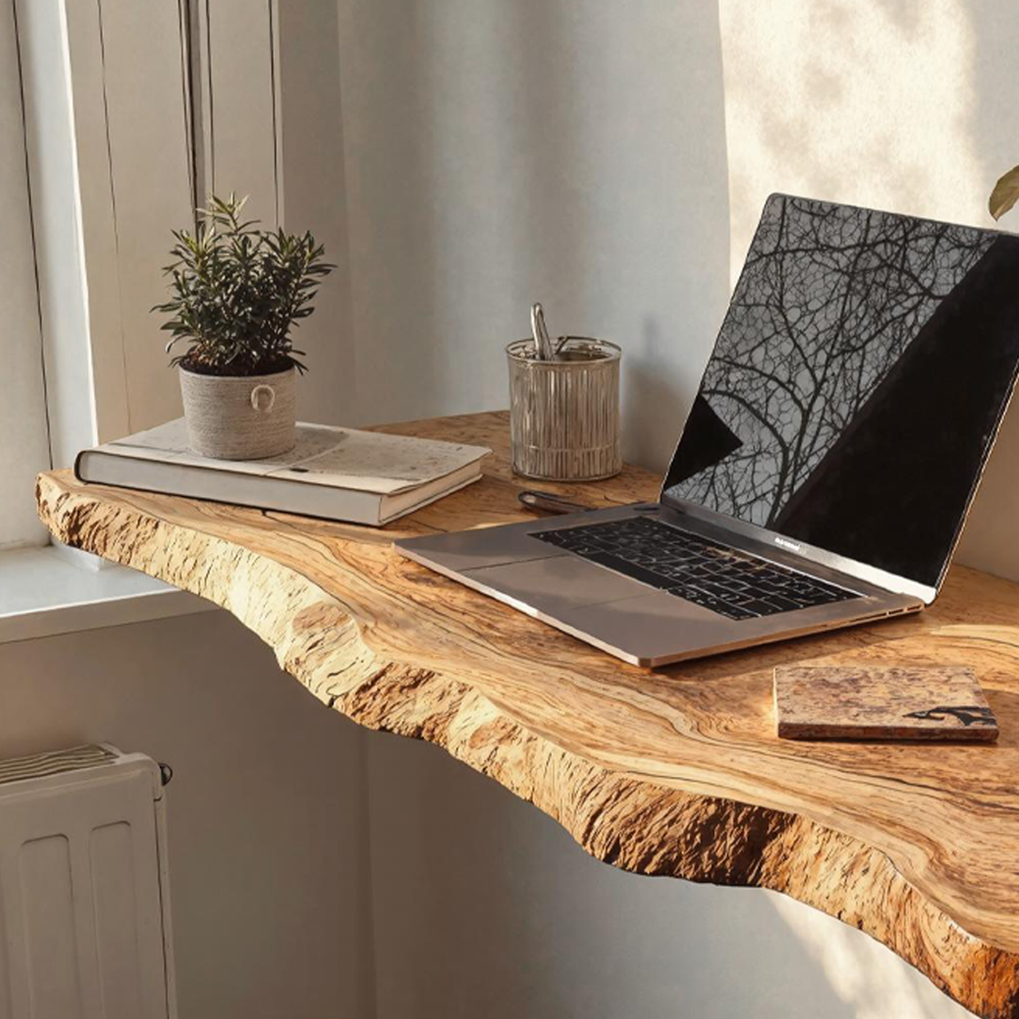 Farmhouse Solid Wood Floating Desk For Sophisticated Furniture Layout SILDTTRFLD007