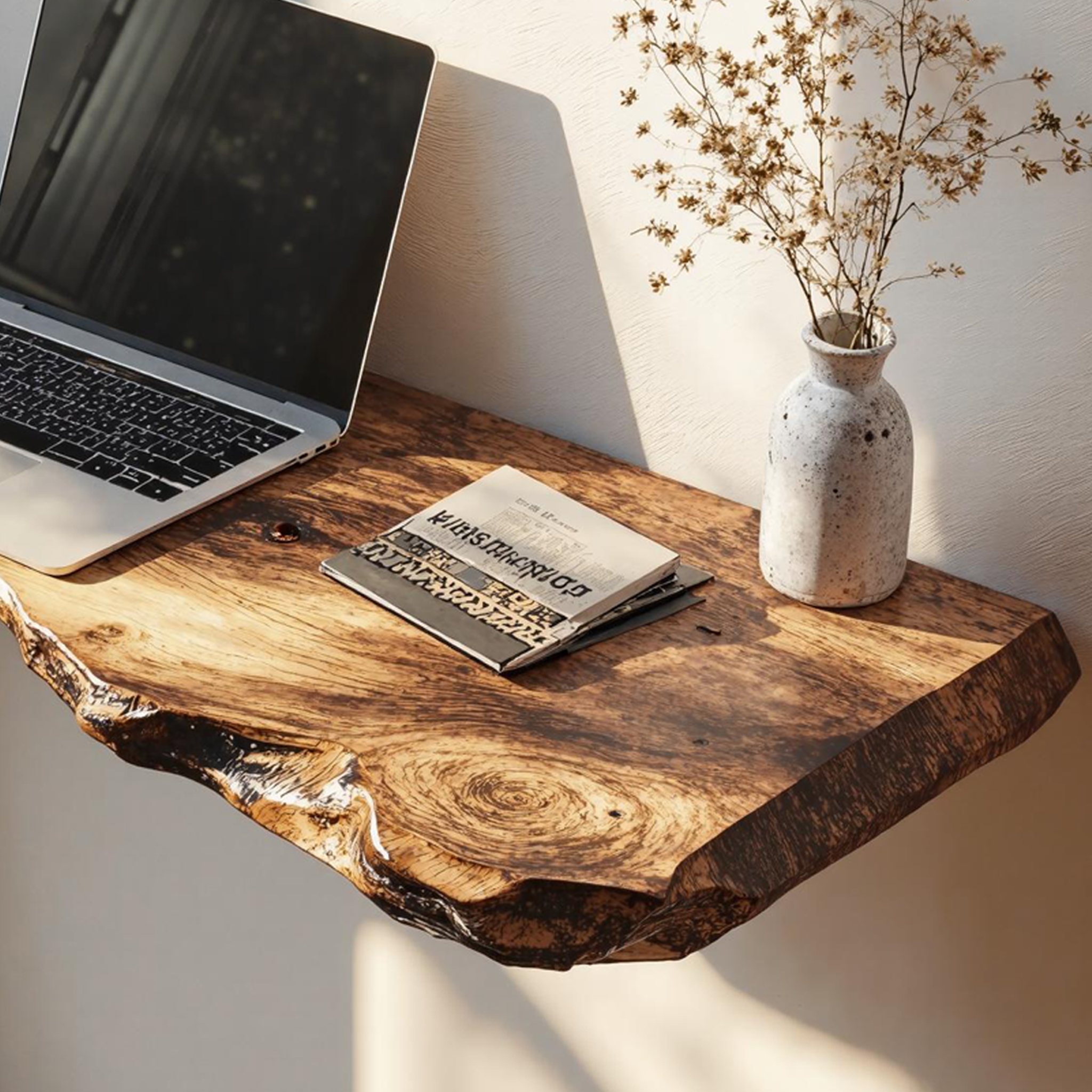 Rustic Wooden Floating Table For Warm Bedroom Atmosphere SILDTFLD014