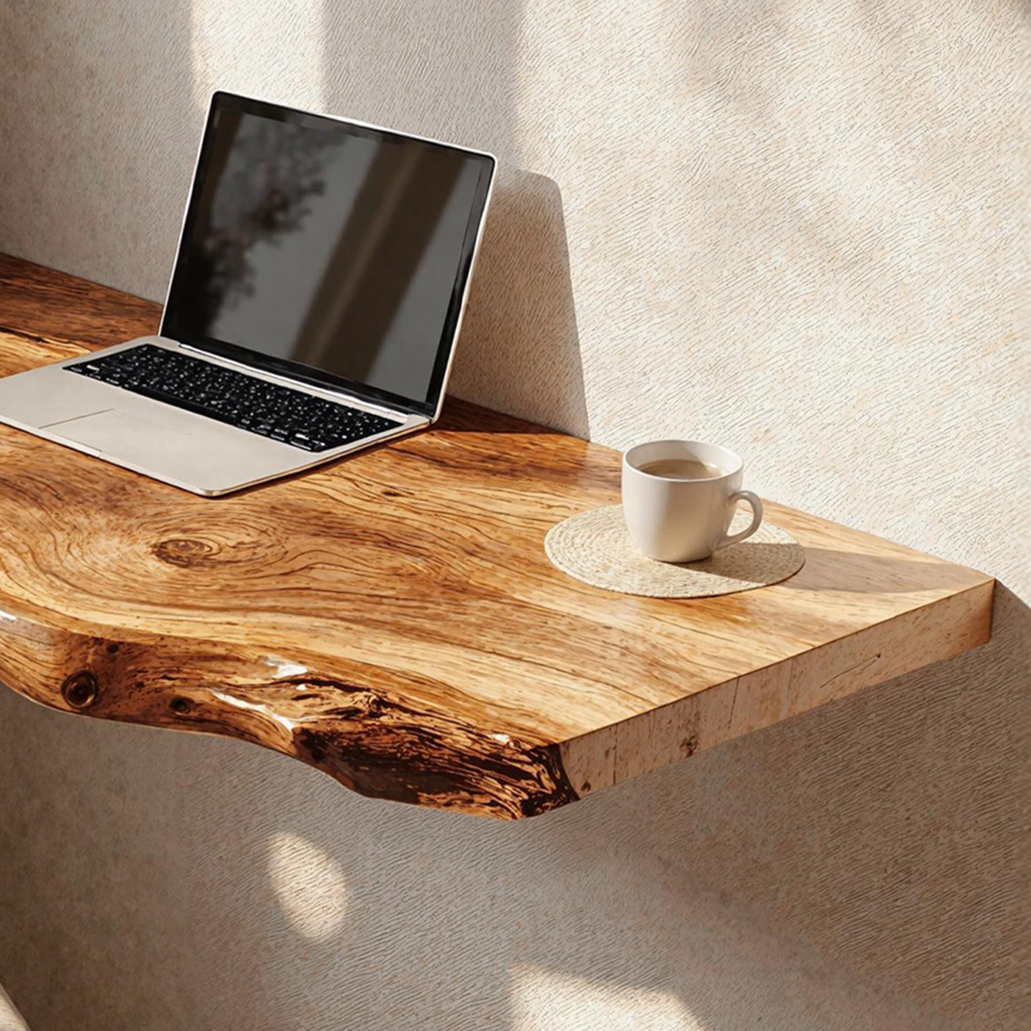 Rustic Wooden Floating Table For Comfort Oriented Bedroom Design SILDTFLD022