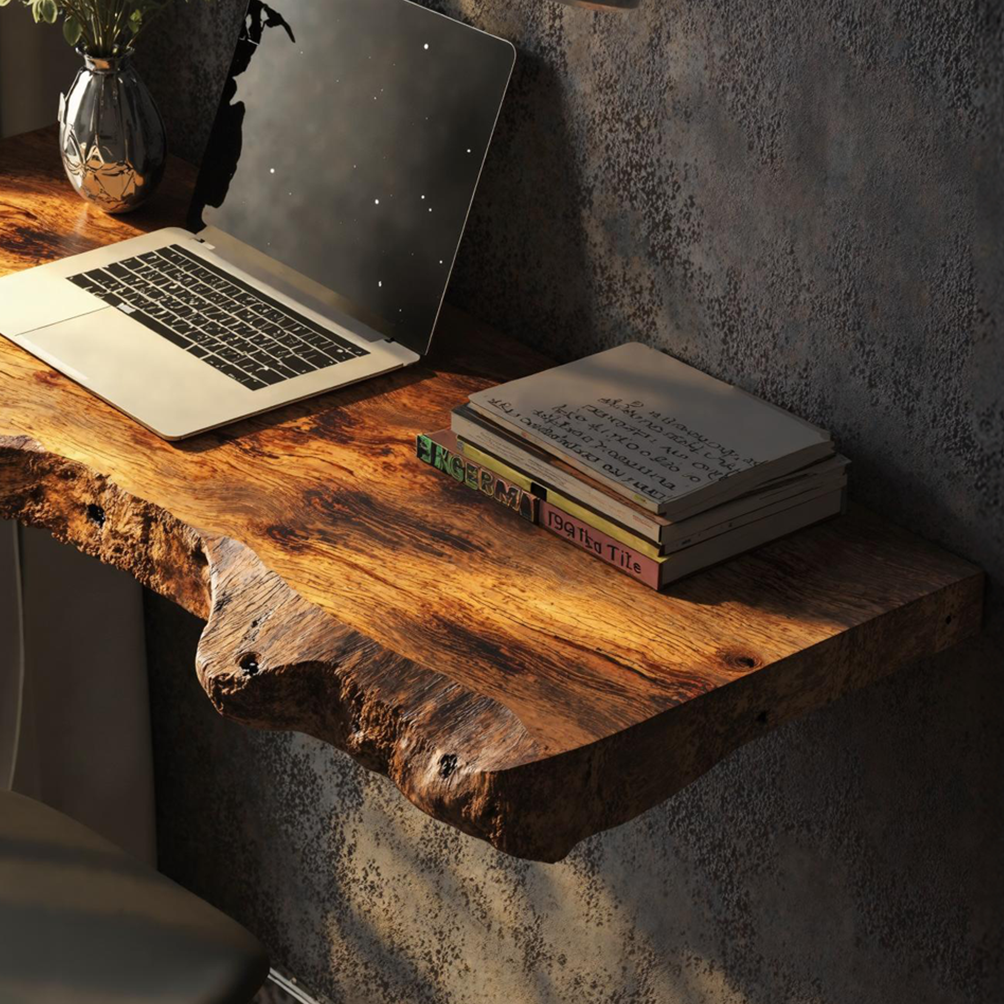 Mid Century Solid Wood Floating Desk For Functional Home Office SILDTFLD013