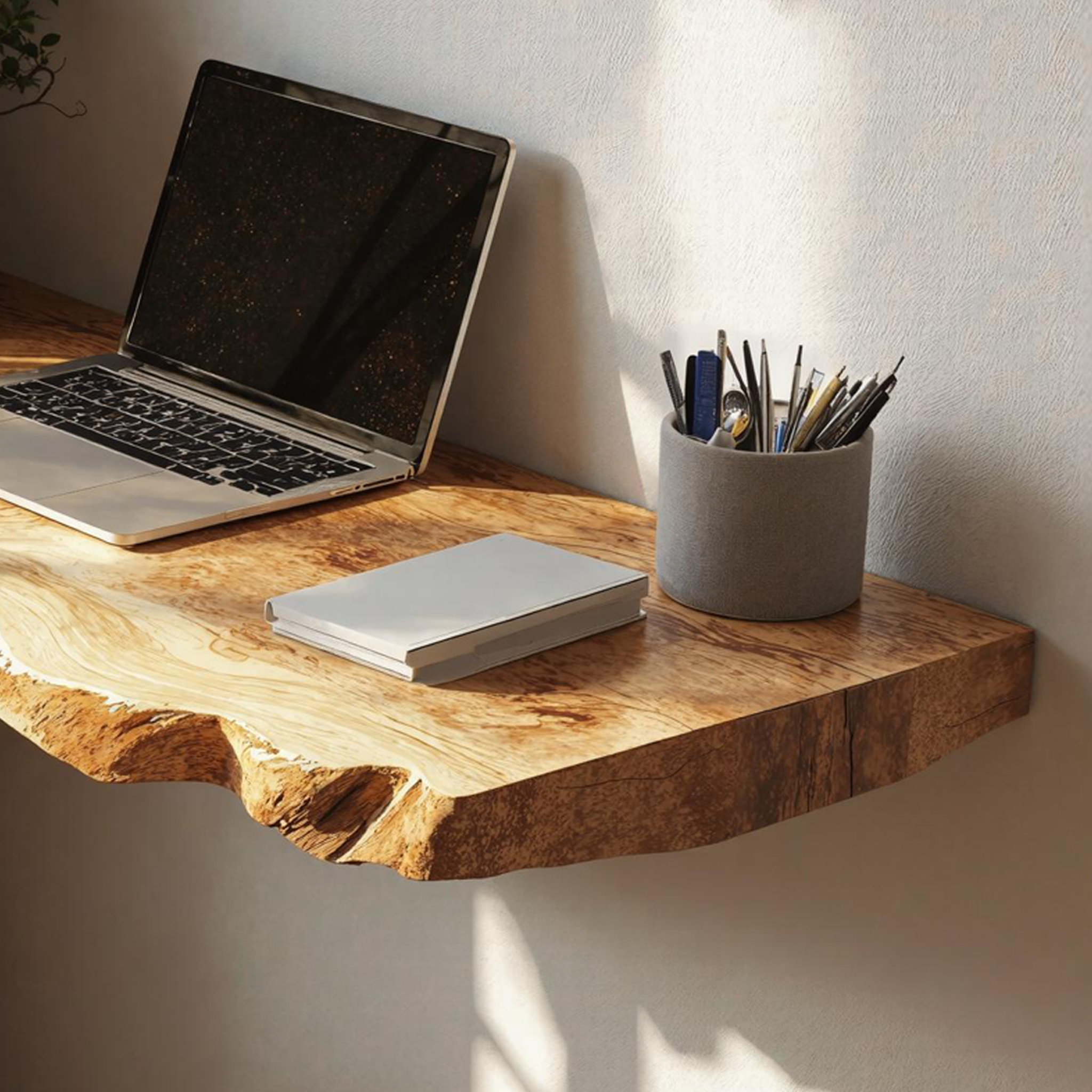 Rustic Wooden Floating Table For Thoughtful Bedroom Decoration SILDTTRFLD003