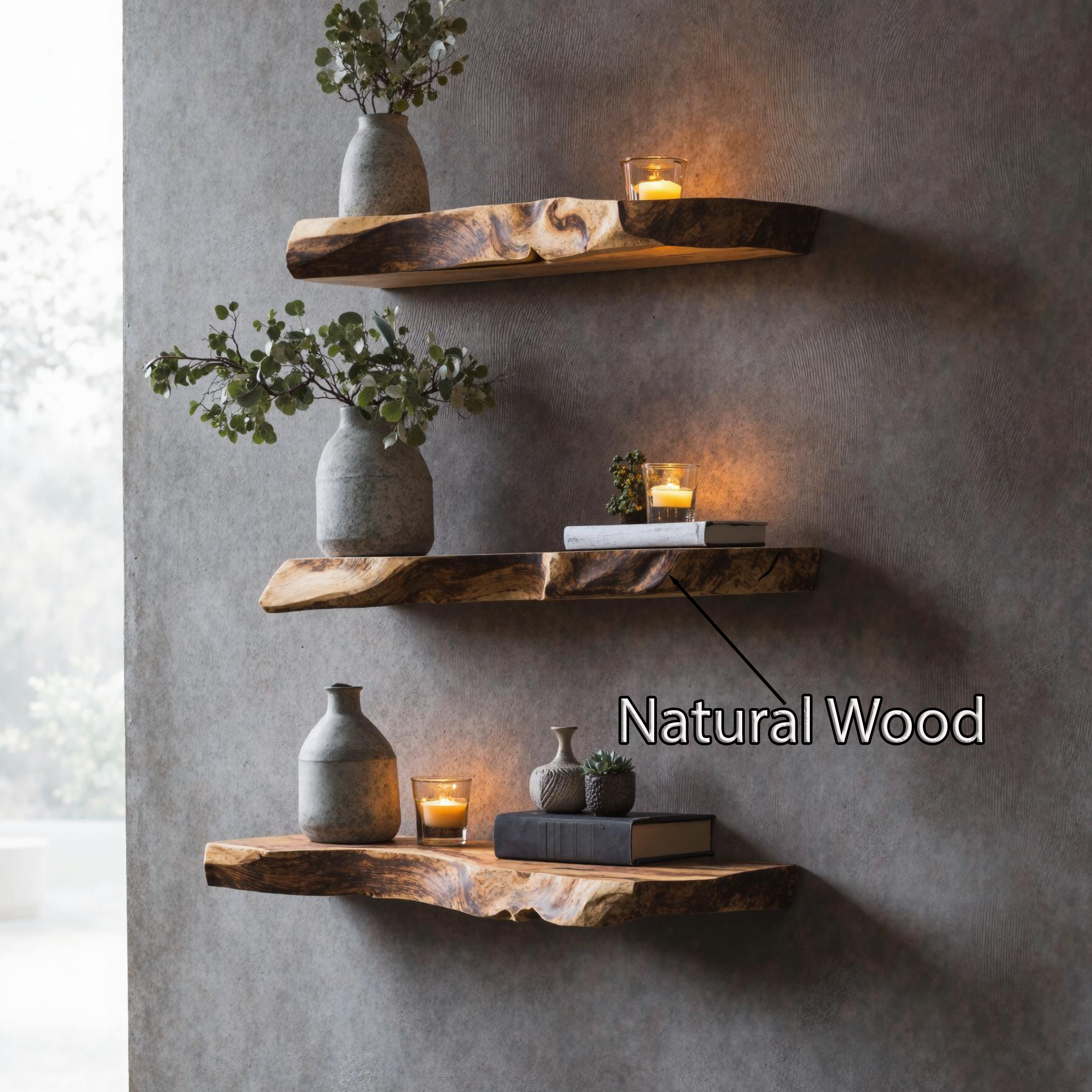 Mid Century Live Edge Floating Shelf Modern Living Space SILDTFL159