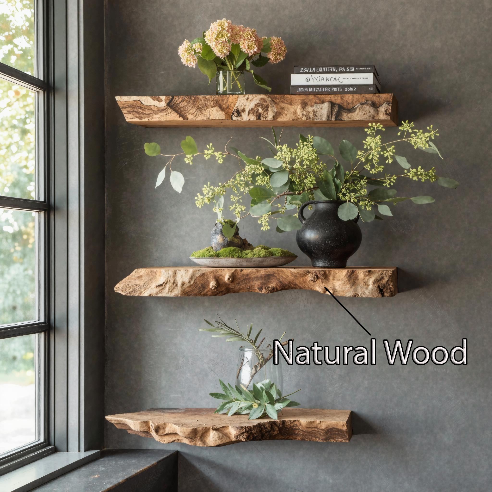Mid Century Live Edge Floating Shelf For Living Room Decor SILDTFL155