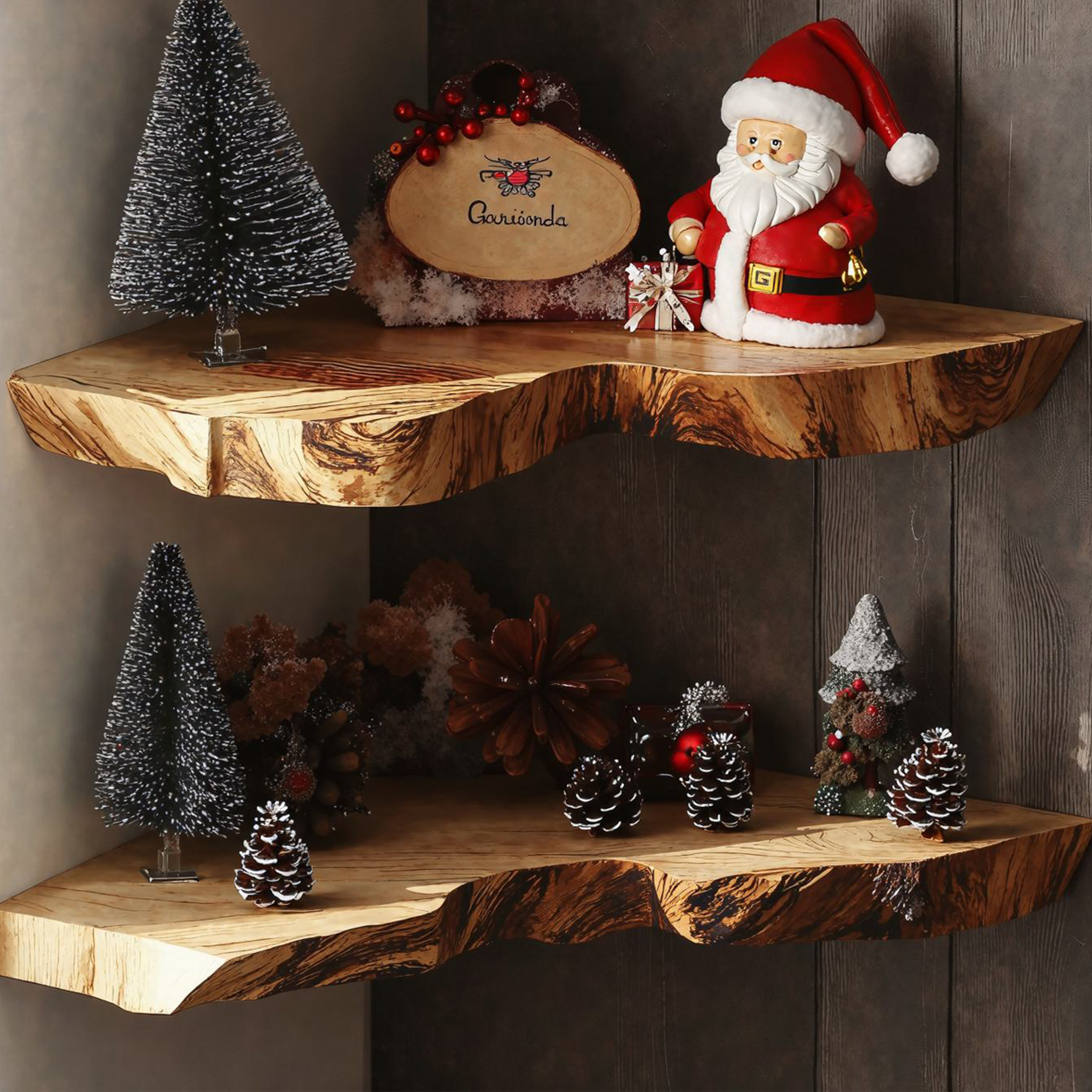 Handcrafted Wooden Corner Shelves Xmas Decor Shelves SILDTCN027