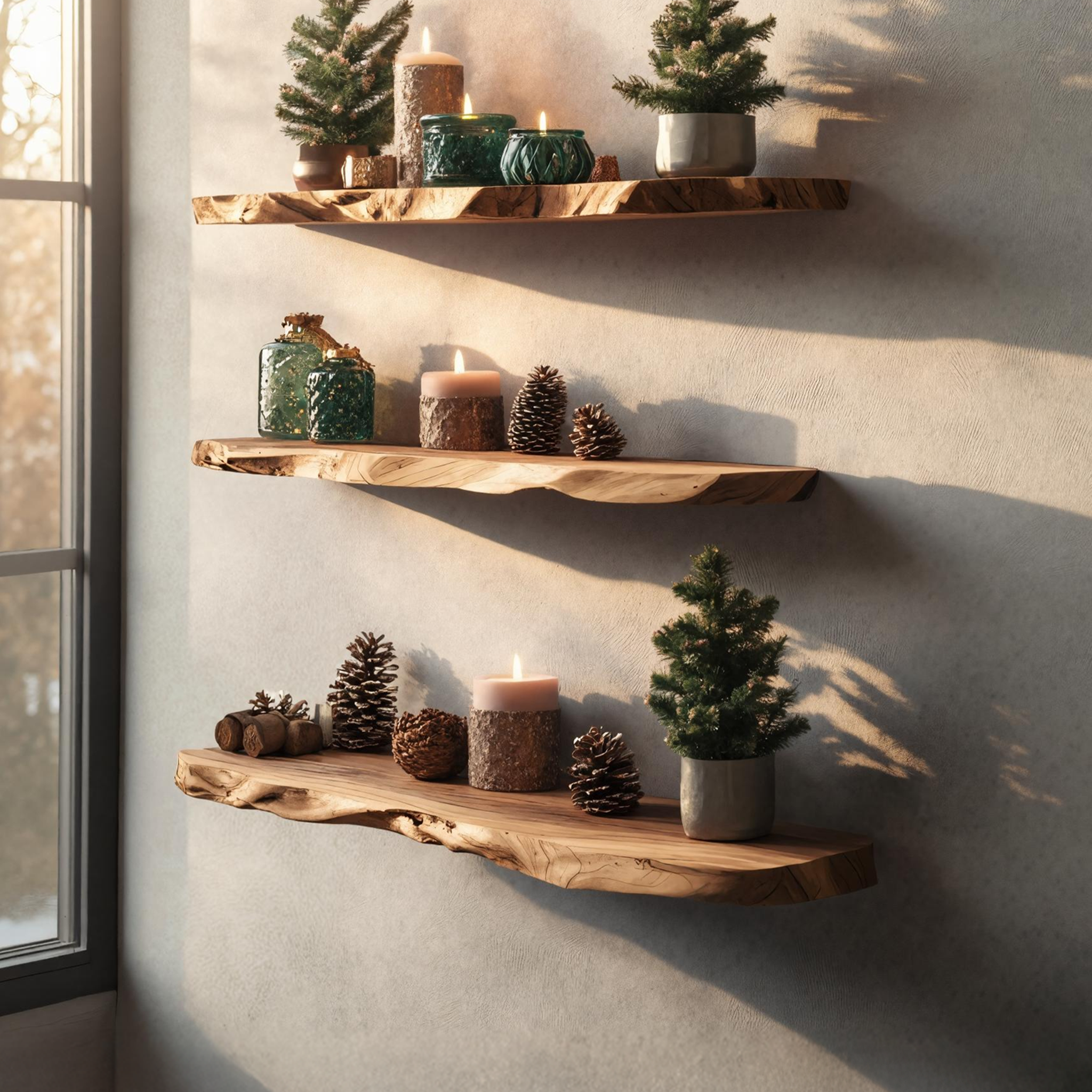 Modern Live Edge Floating Shelf For Stylish Holiday Entryway Decor SILDTTNCFL028