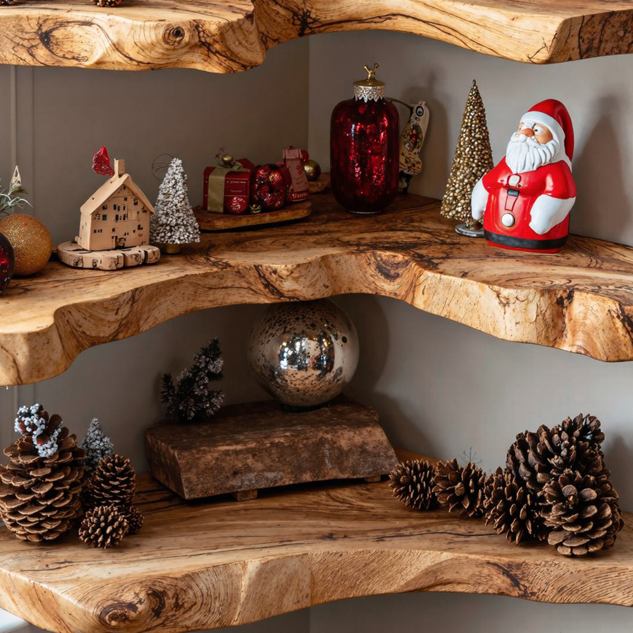 Handcrafted Live Edge Corner Shelves Xmas Decor SILDTCN026