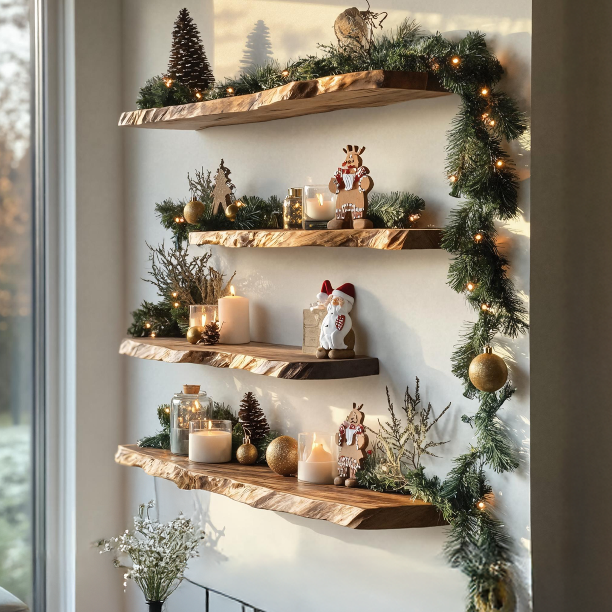 Farmhouse Solid Wood Floating Shelf For Holiday Bedroom Decoration SILDTTNCFL042