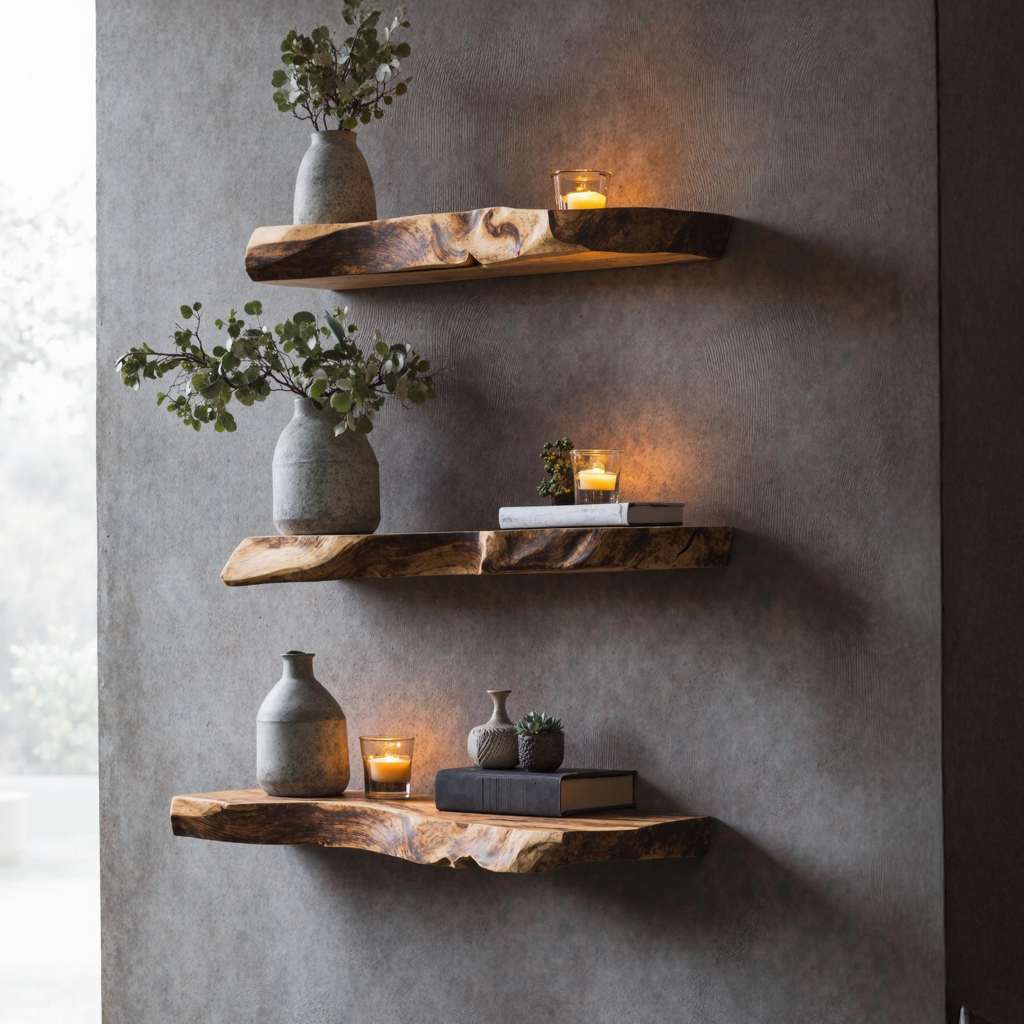 Mid Century Live Edge Floating Shelf Modern Living Space SILDTFL159