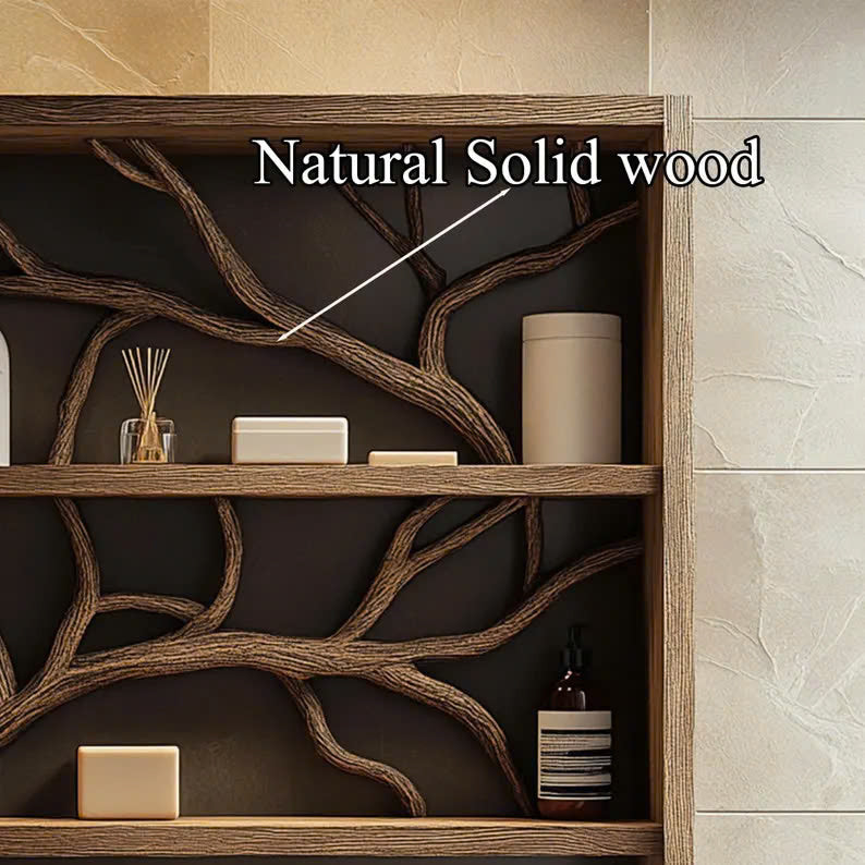 Rustic Wood Bathroom Vanity Shelf Bathroom Storage Tree Branch SINLBRV038