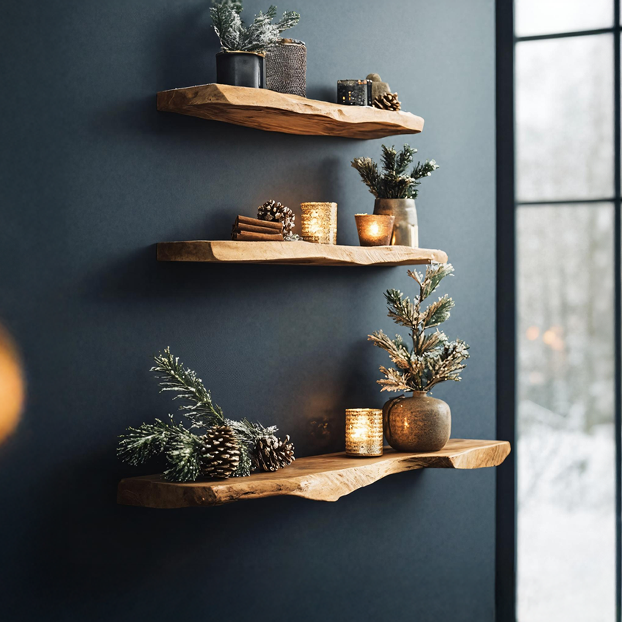 Modern Live Edge Floating Shelf For Bedroom Christmas Decoration SILDTTNCFL008