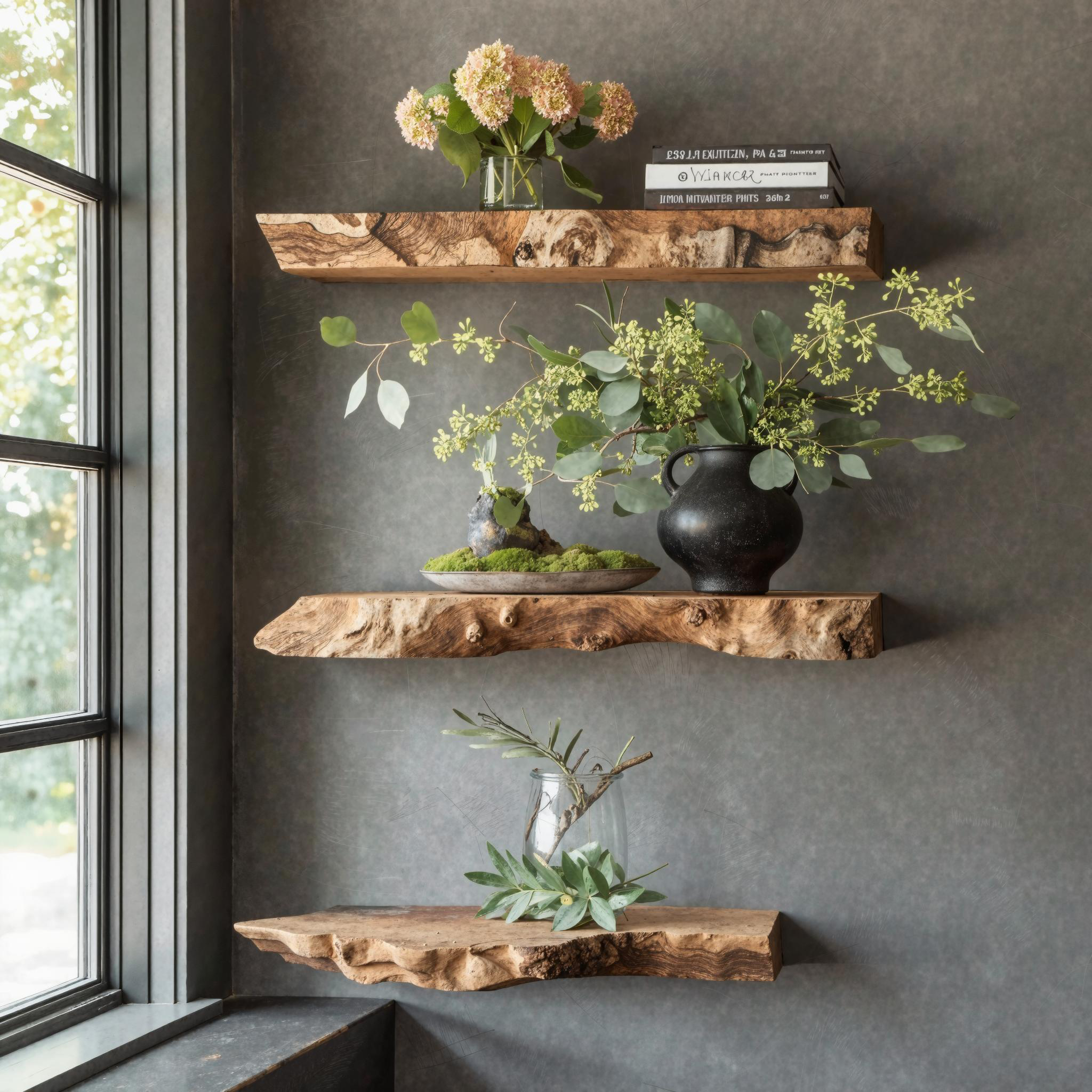 Mid Century Live Edge Floating Shelf For Living Room Decor SILDTFL155