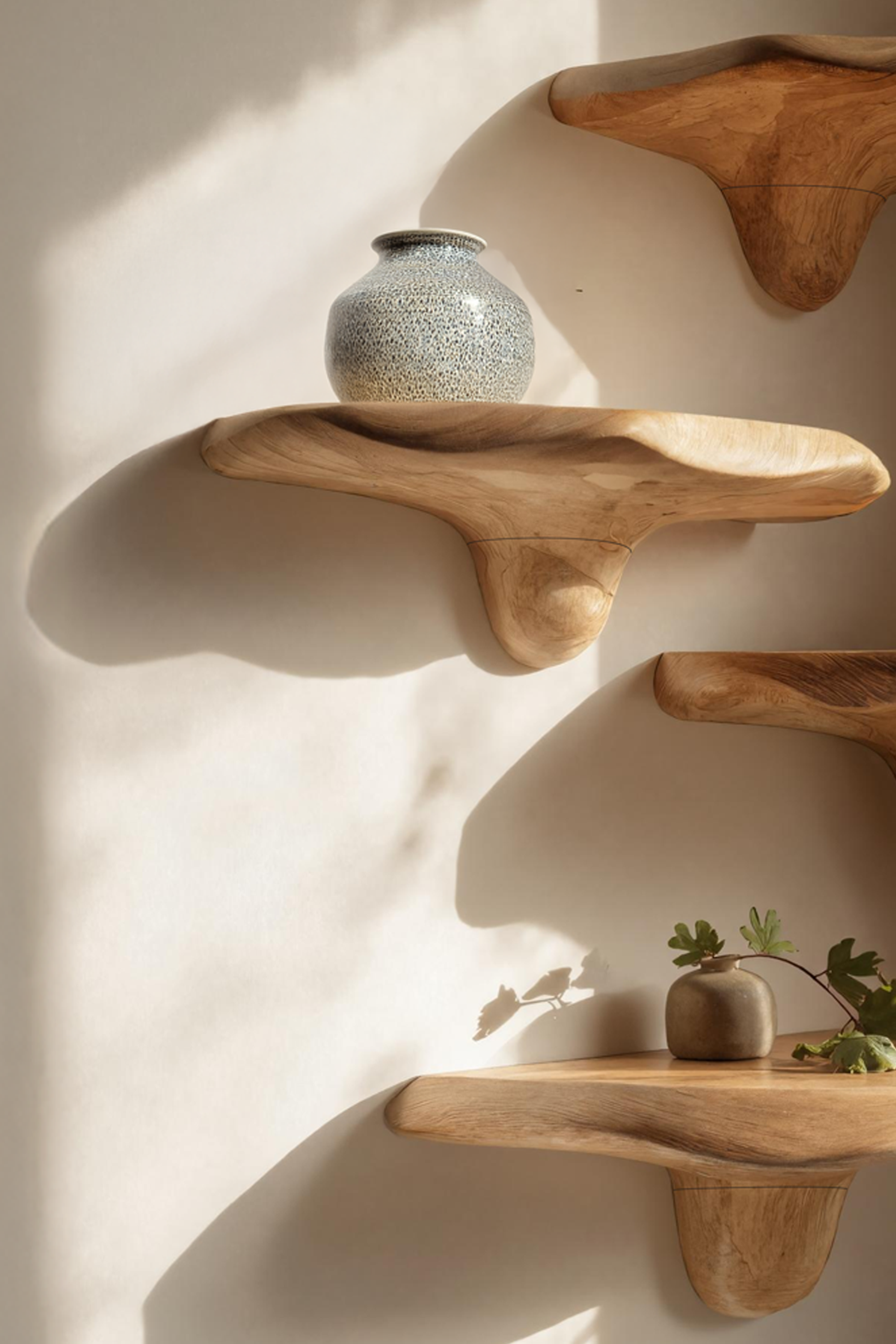 Mid Century Handcrafted Wooden Mushroom Shelf For Entryway Decor SILDTTNMR013