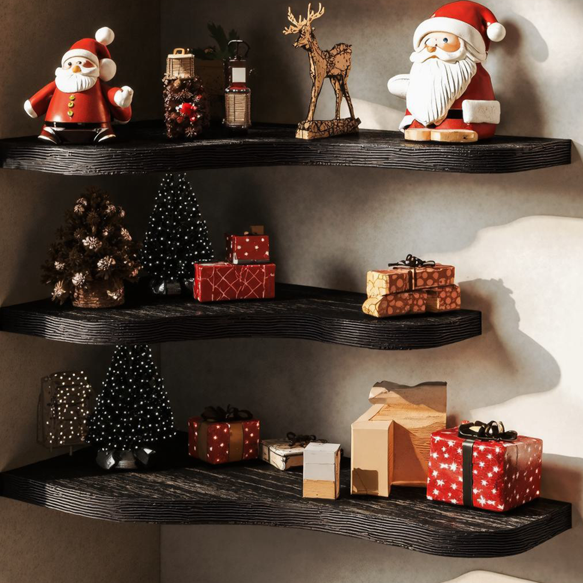 Handcrafted Floating Xmas Corner Shelves SILDTCN028