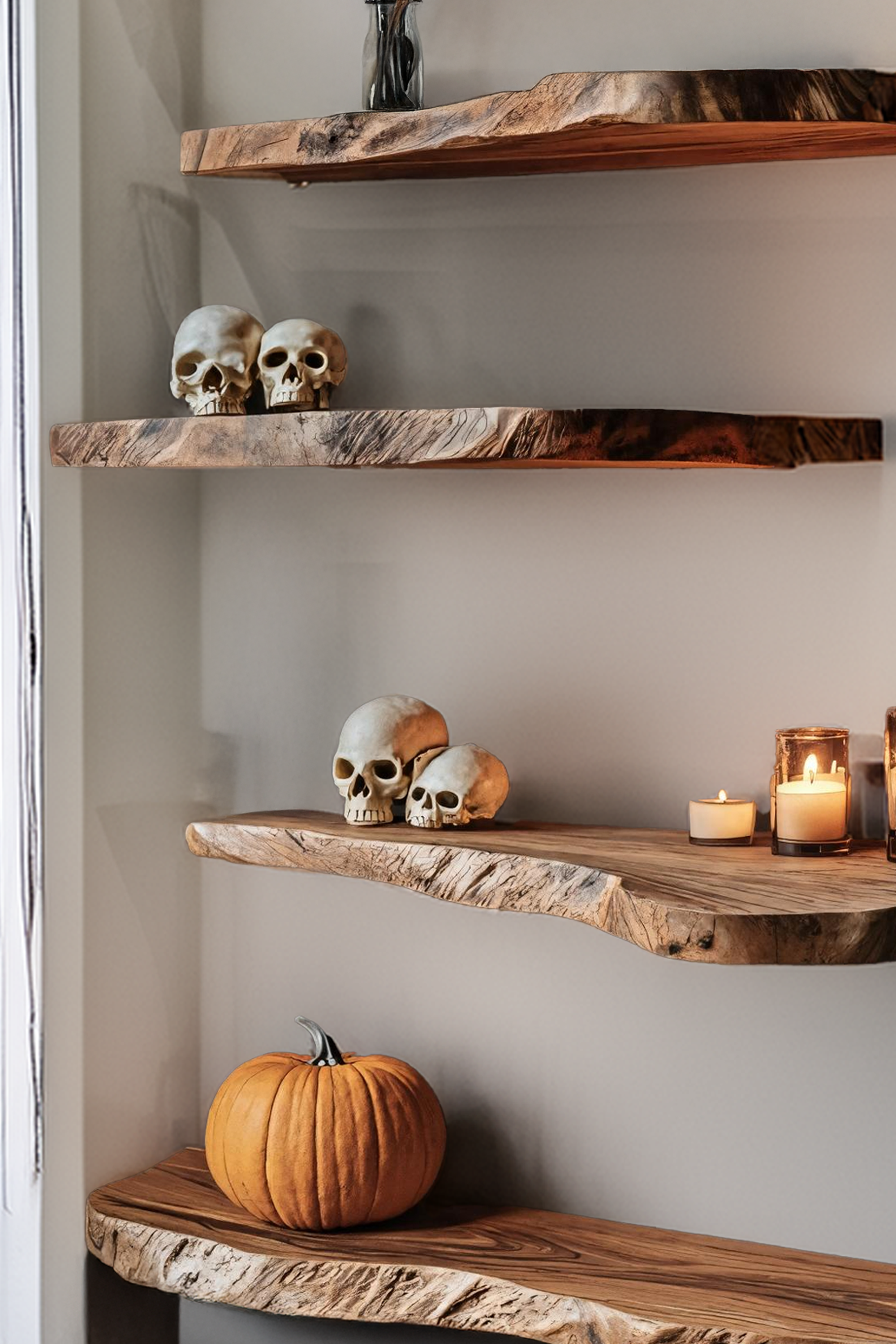 Mid Century Wooden Floating Shelf For Bedroom Halloween Wall Decor Ideas SILDTTRHFL022