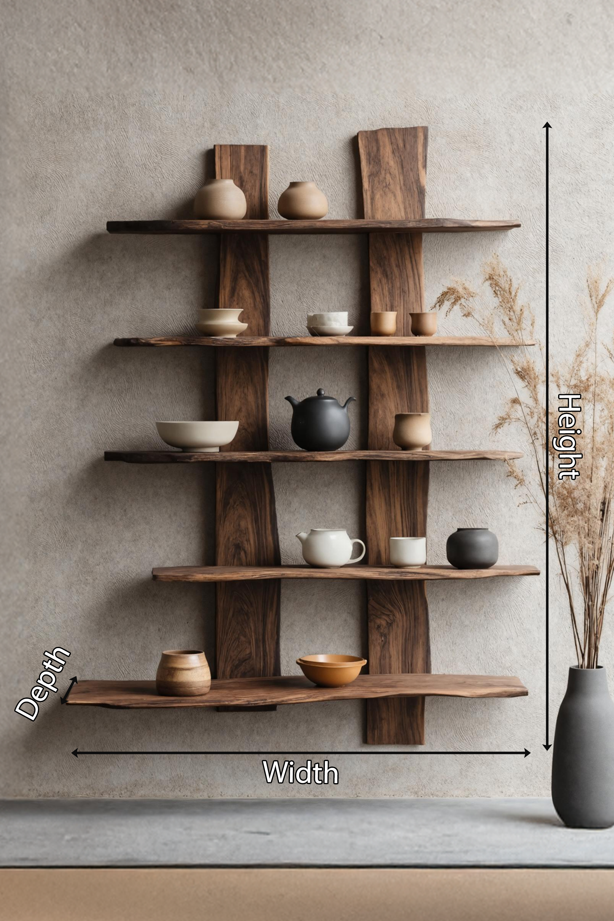 Mid Century Solid Wood Bookshelf For Furniture Display SILDTTNWMS017