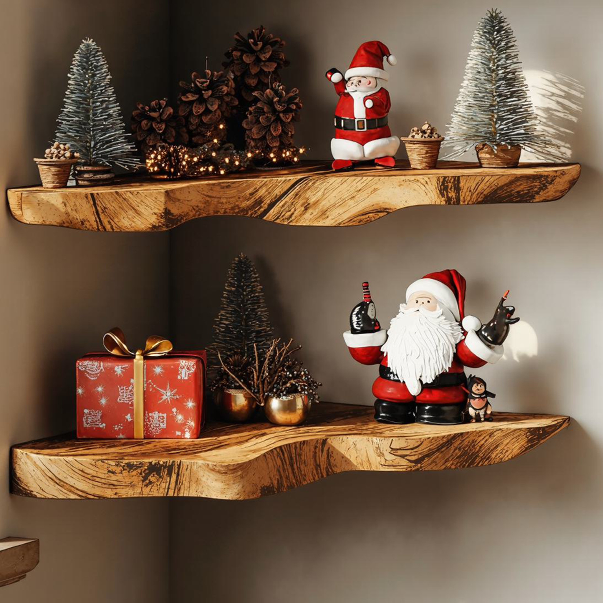 Handcrafted Floating Corner Shelves Christmas Decor SILDTCN029
