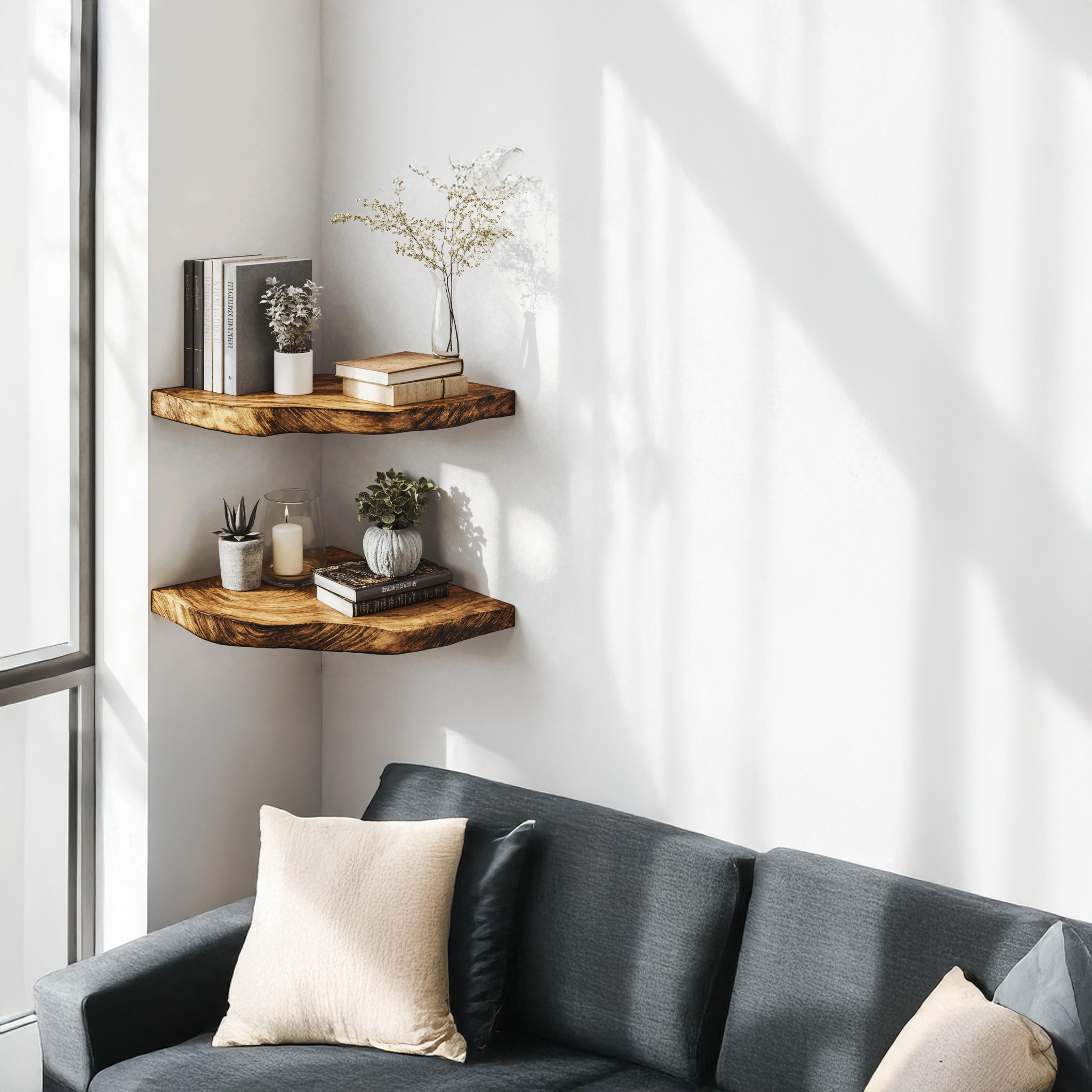 Vintage Wood Corner Shelf Unit For Bedroom Storage SILDTCN060