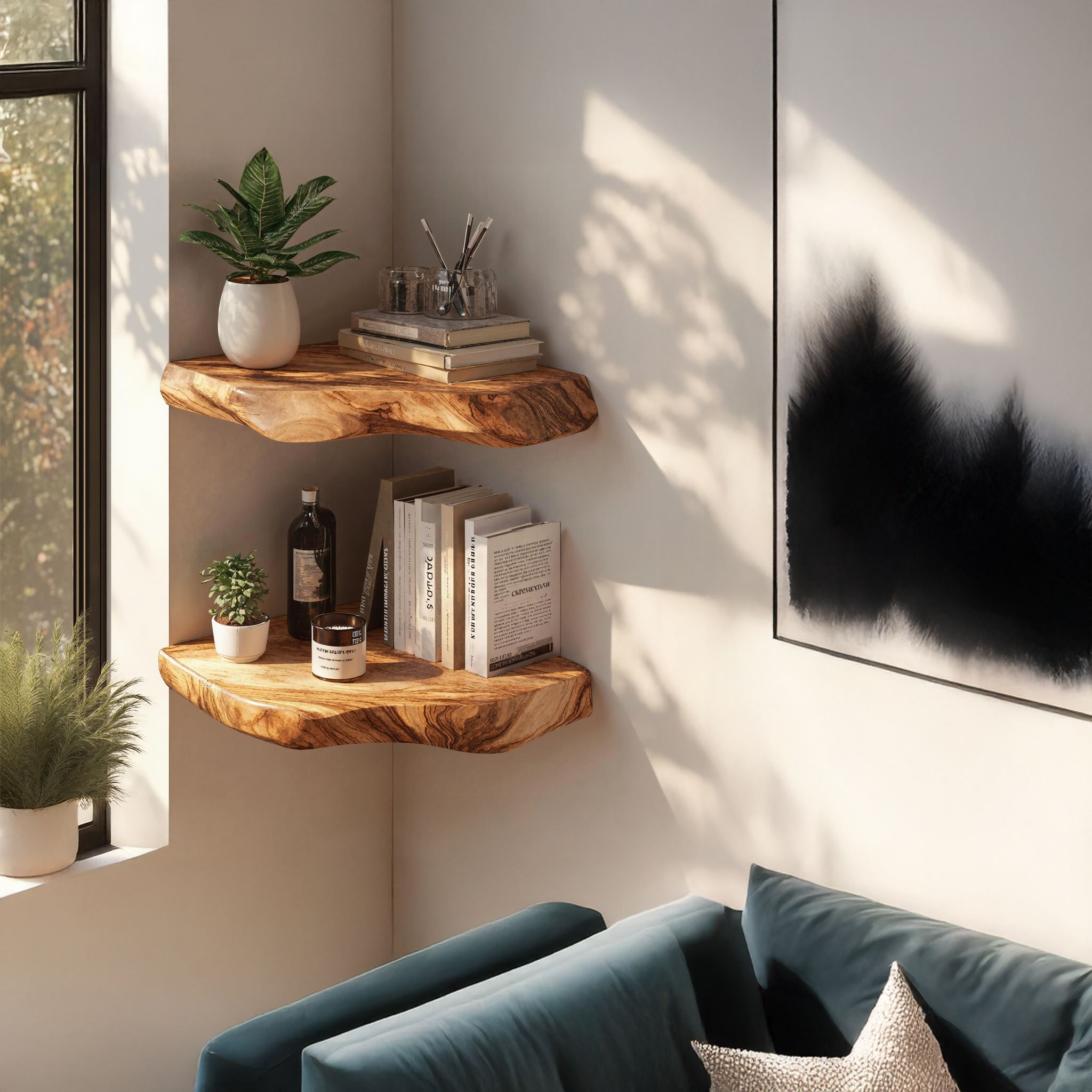 Vintage Wood Corner Shelf for Dining Room Antique Appeal SILDTCN064