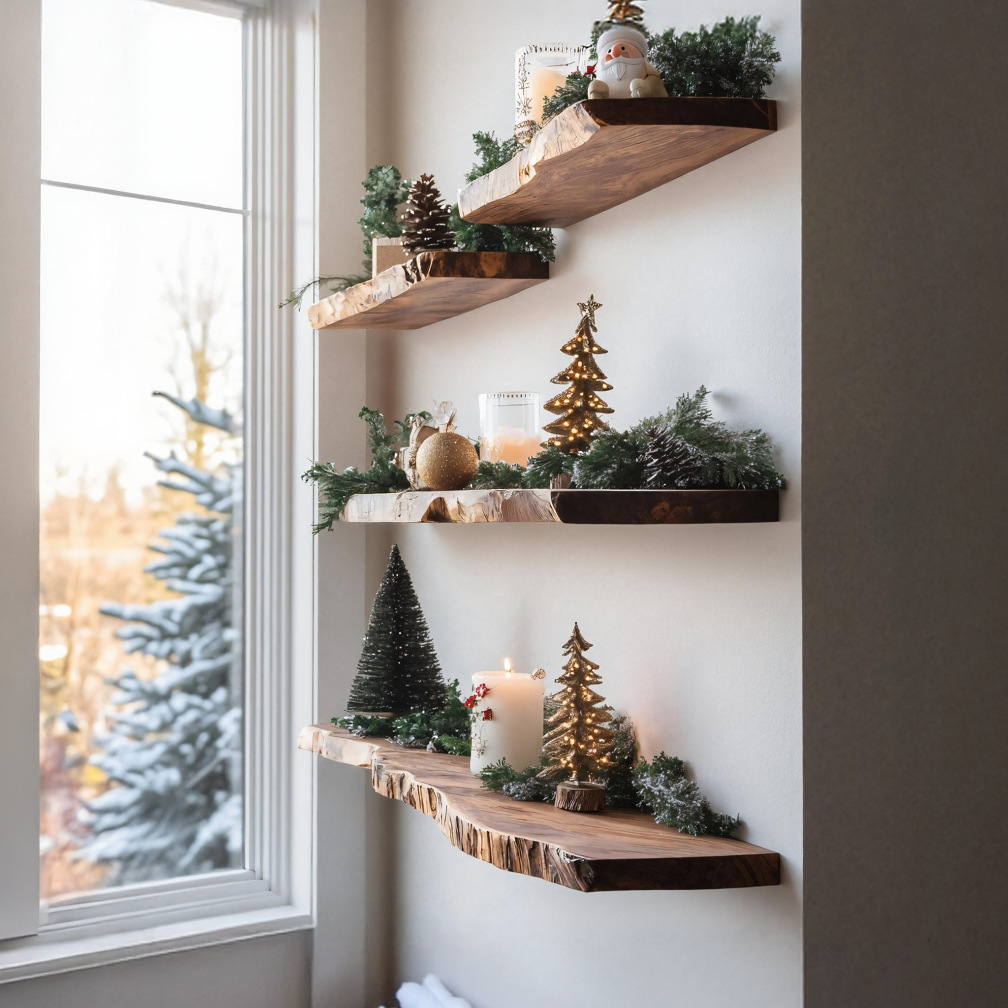 Modern Live Edge Floating Shelf For Festive Xmas Bedroom Decoration SILDTTNCFL048