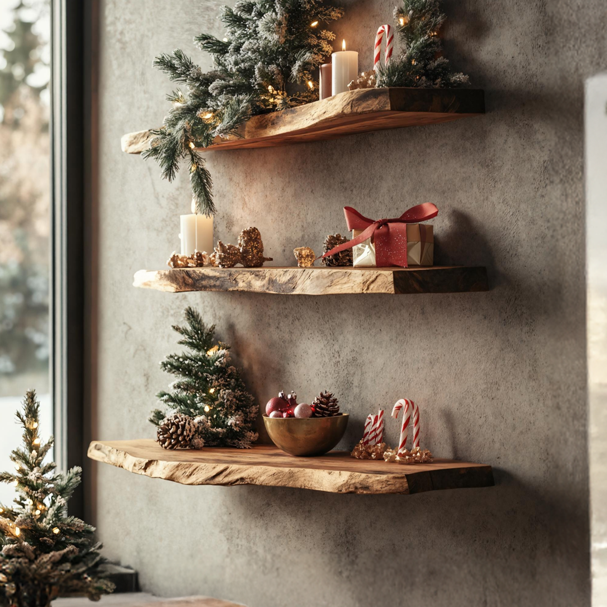 Farmhouse Wooden Floating Shelf For Christmas Entryway Living Room SILDTTNCFL046