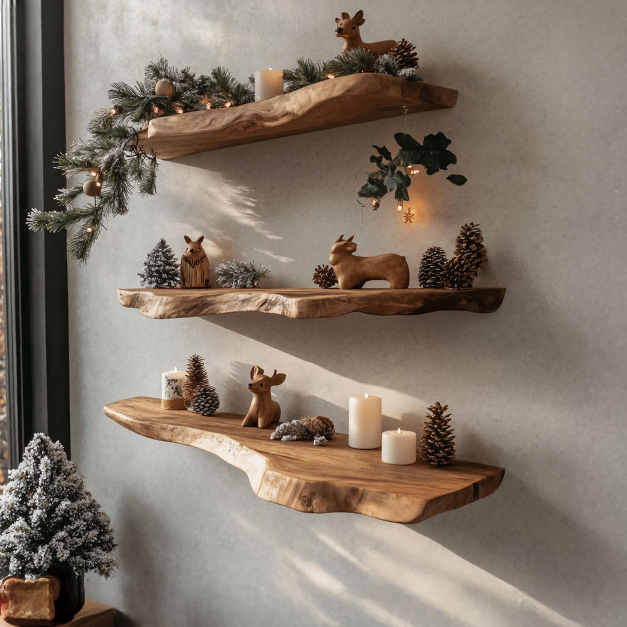 Farmhouse Solid Wood Floating Shelf For Festive Bedroom Decoration SILDTTNCFL022