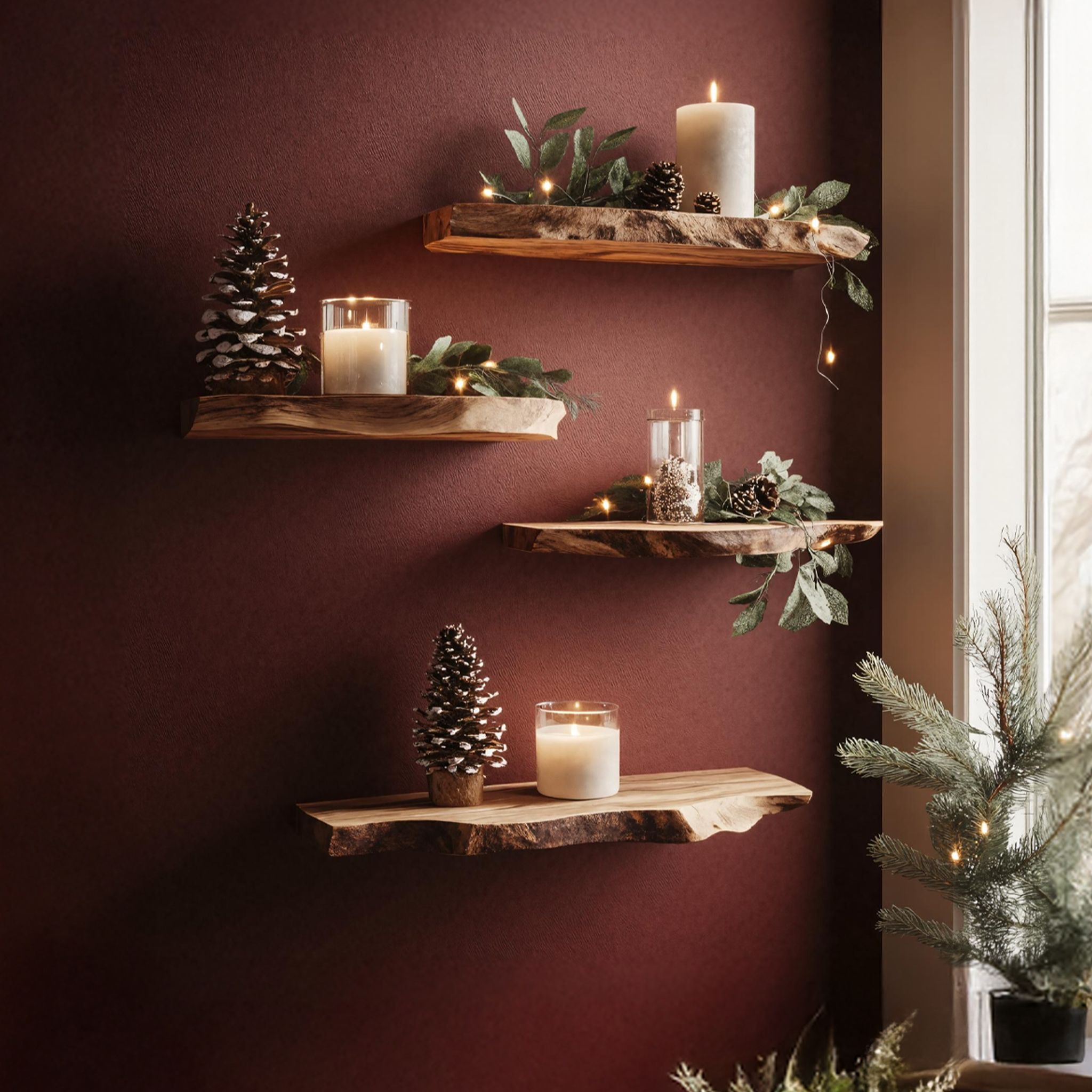 Farmhouse Solid Wood Floating Shelf For Bedroom Holiday Decoration SILDTTNCFL002