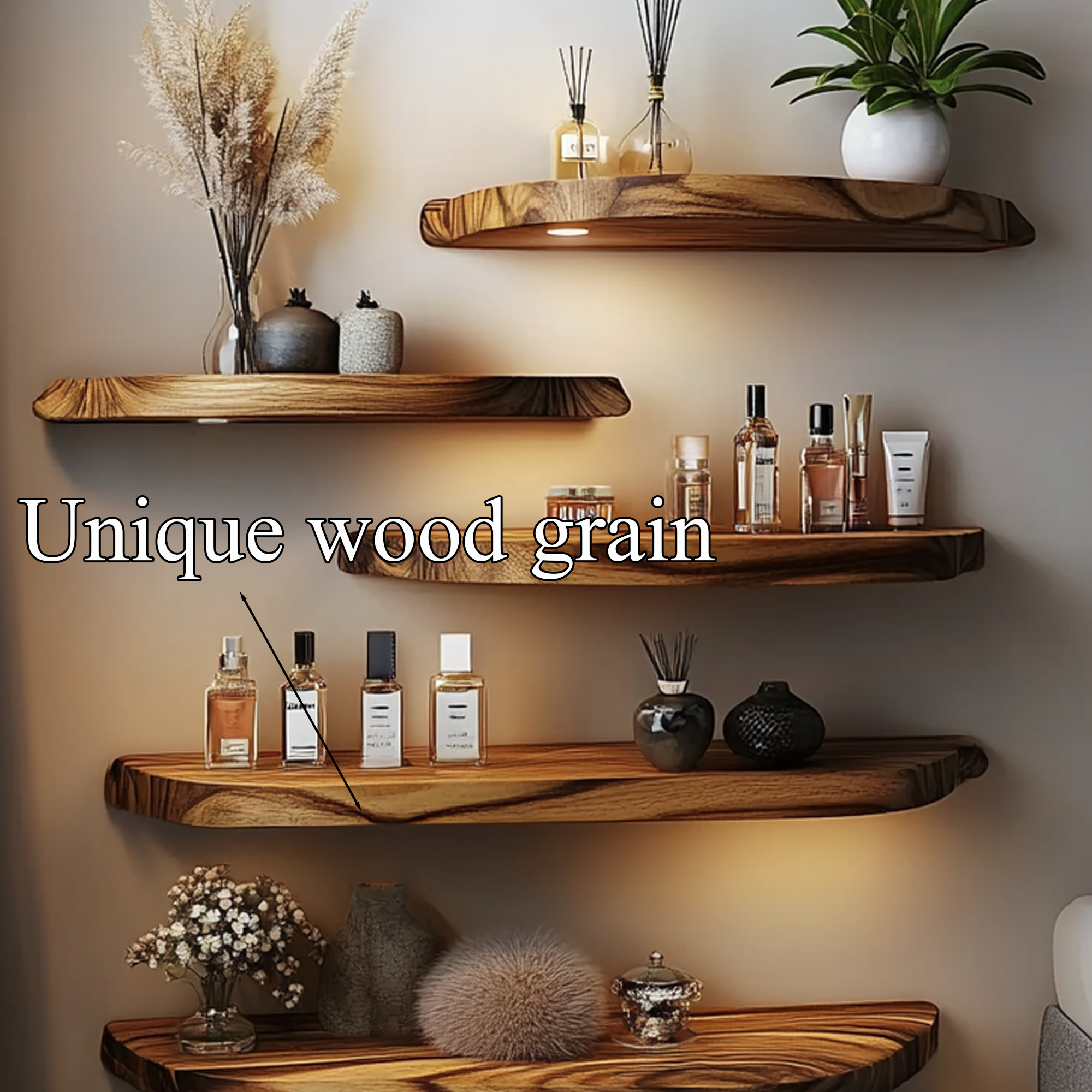 Floating Wall Shelves Custom Solid Wood Decor Living Room Gift Sets SINLFL062