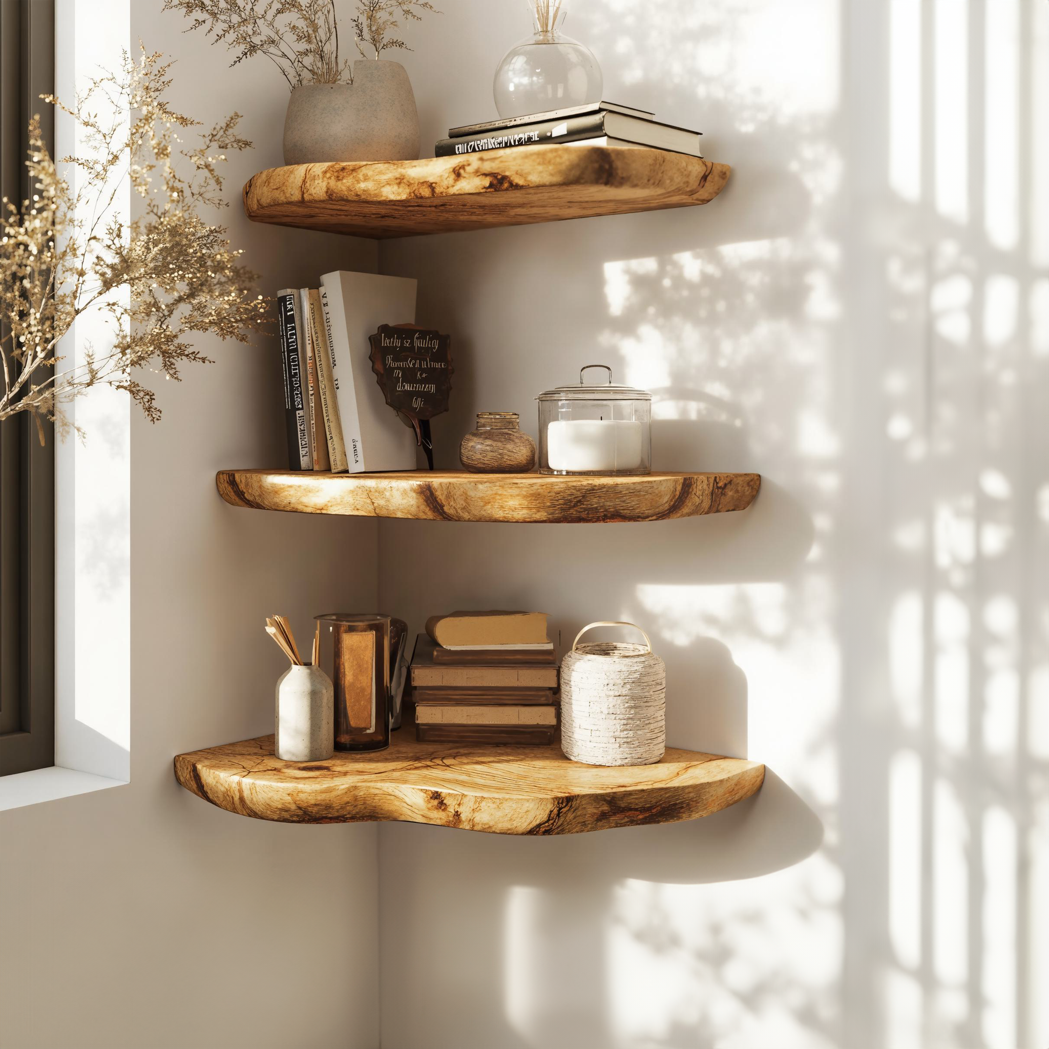 Handcraft Live Edge Corner Shelves Wall Shelves SILDTCN012
