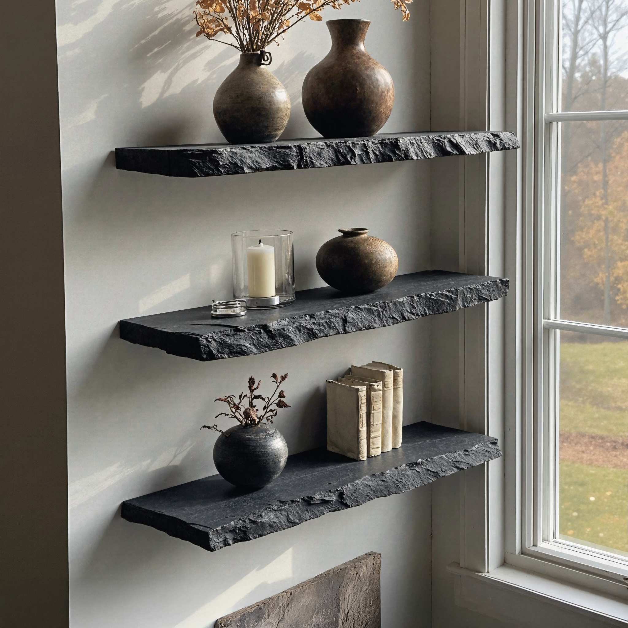 Modern Black Wood Floating Shelf for Living Room Decor SILDTFL124