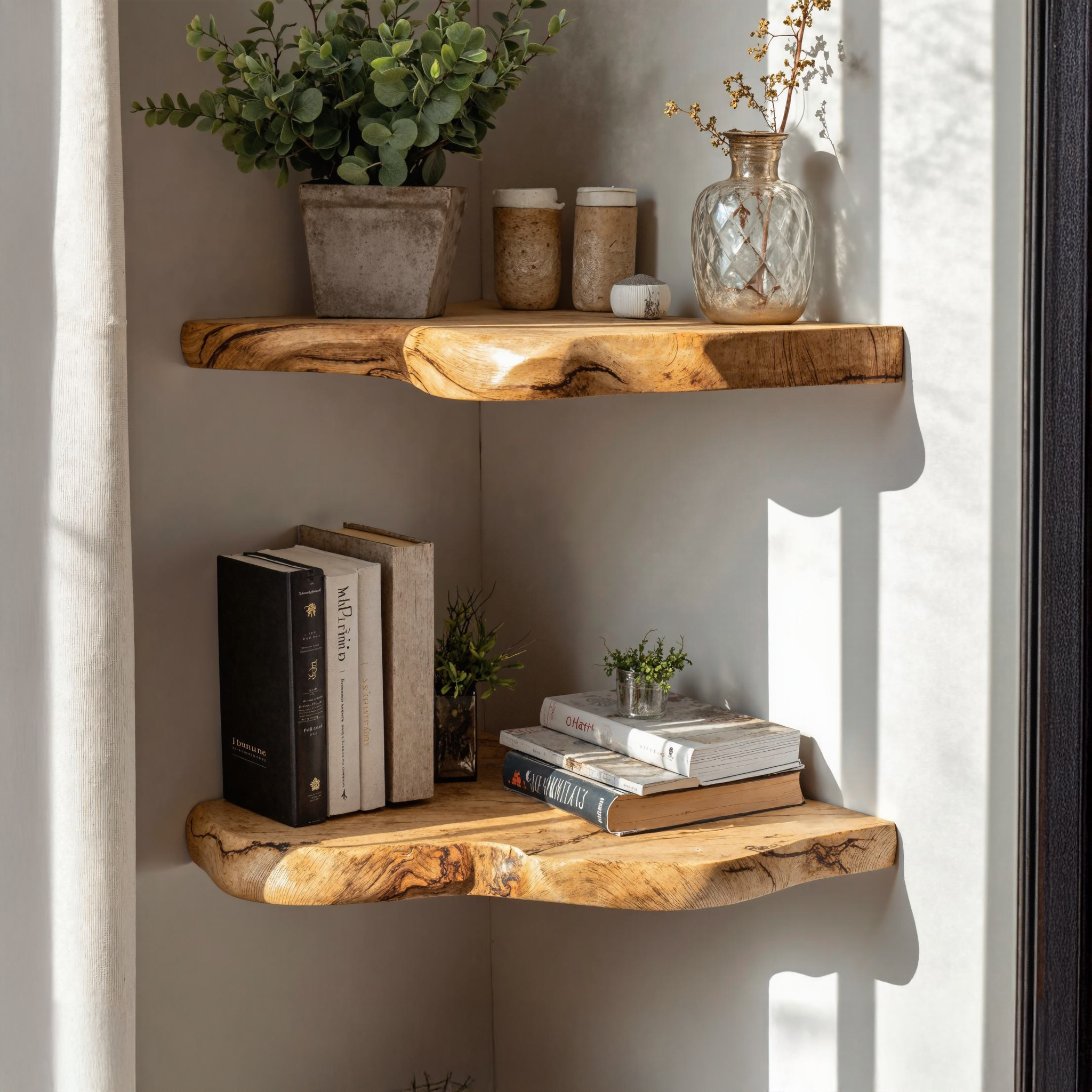 Live Edge Rustic Floating Corner Shelf For Home Storage SILDTCN054