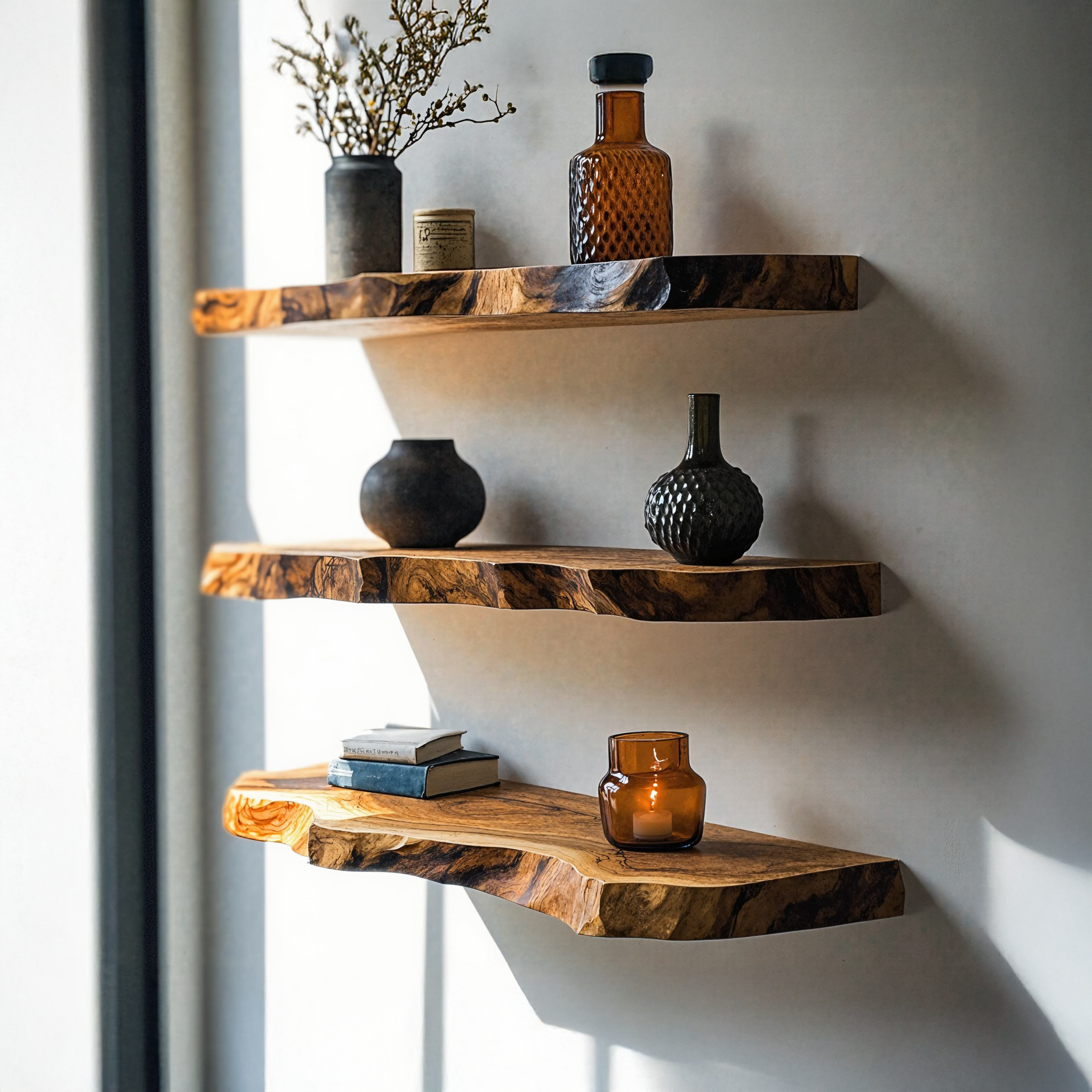 Modern Rustic Live Edge Floating Shelf For Living Room SILDTFL137