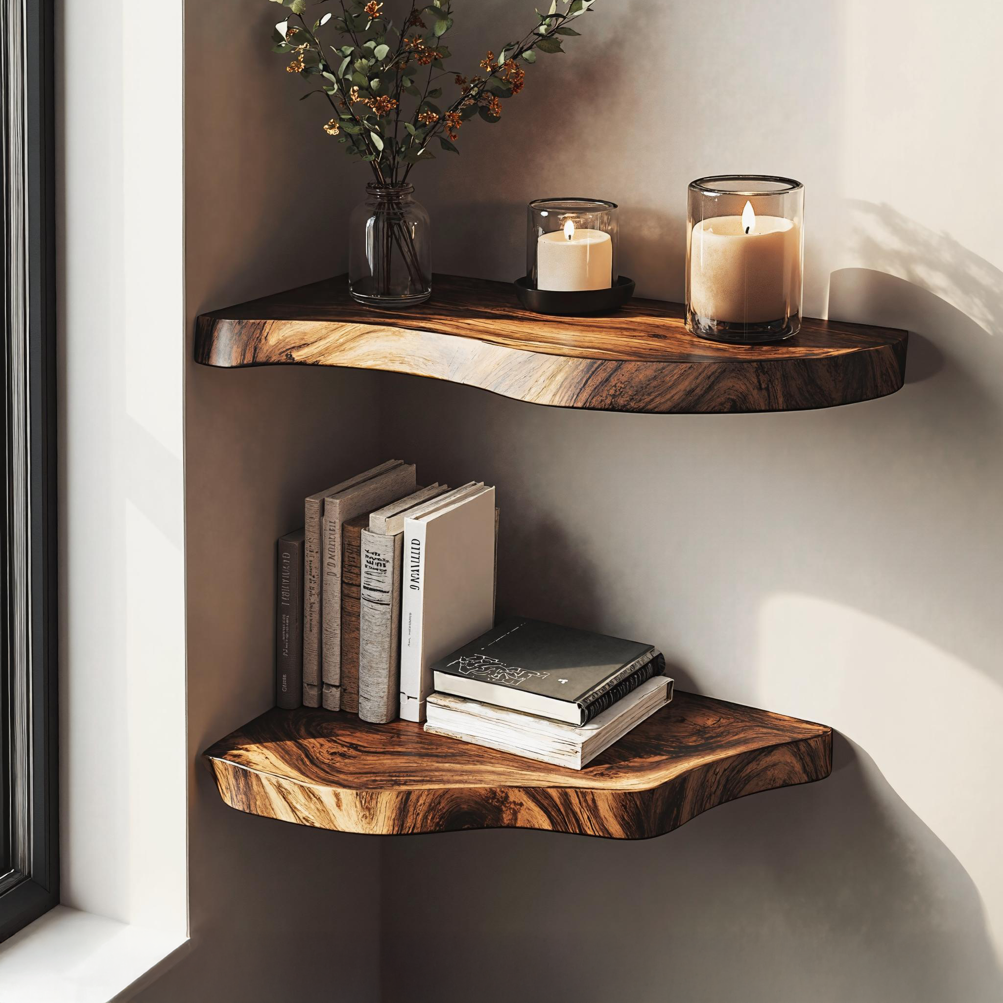 Vintage Wood Corner Shelf for Living Room Antique Inspired SILDTCN066