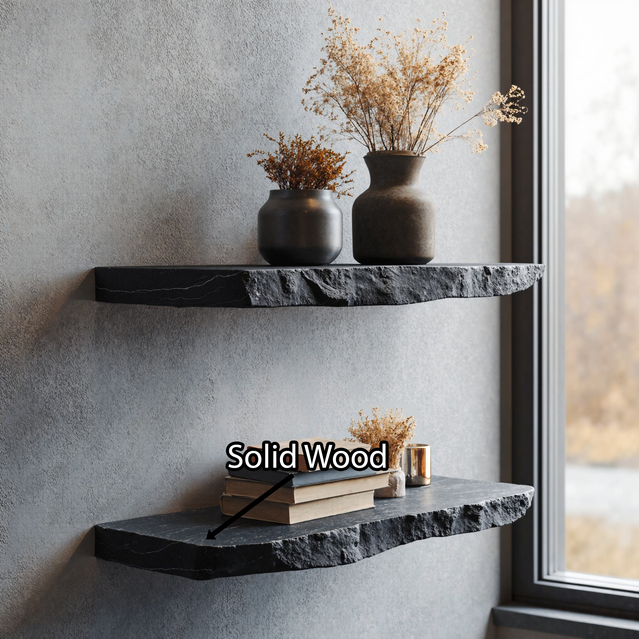 Black Wall-Mounted Shelving Wall Shelf Home Decor SILDTFL122