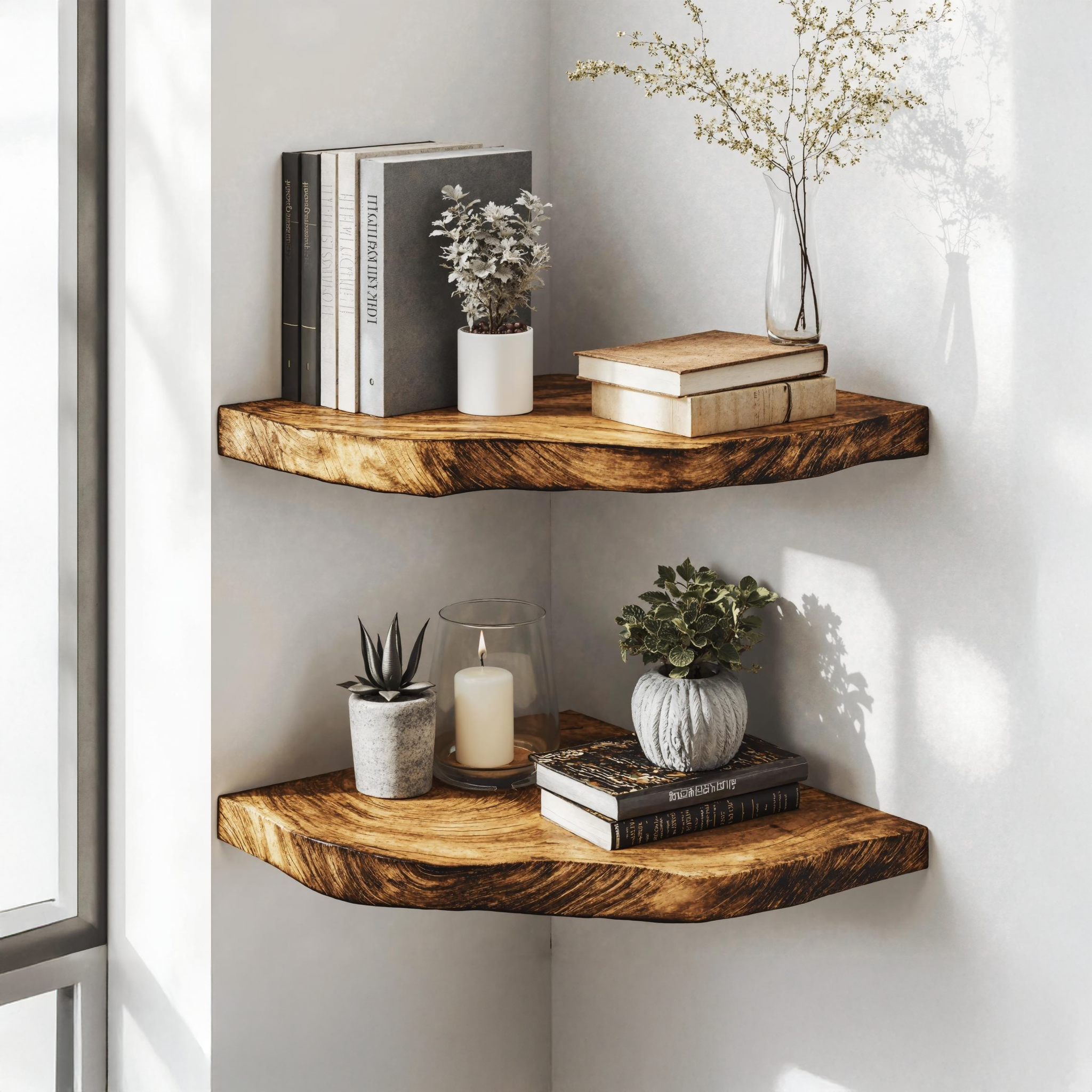 Vintage Wood Corner Shelf Unit For Bedroom Storage SILDTCN060