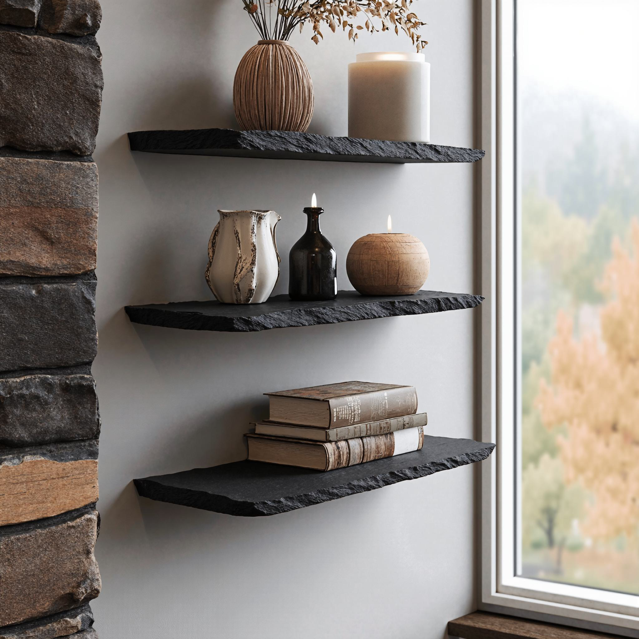 Rustic Black Wooden Floating Shelf For Entryway Decor SILDTFL127