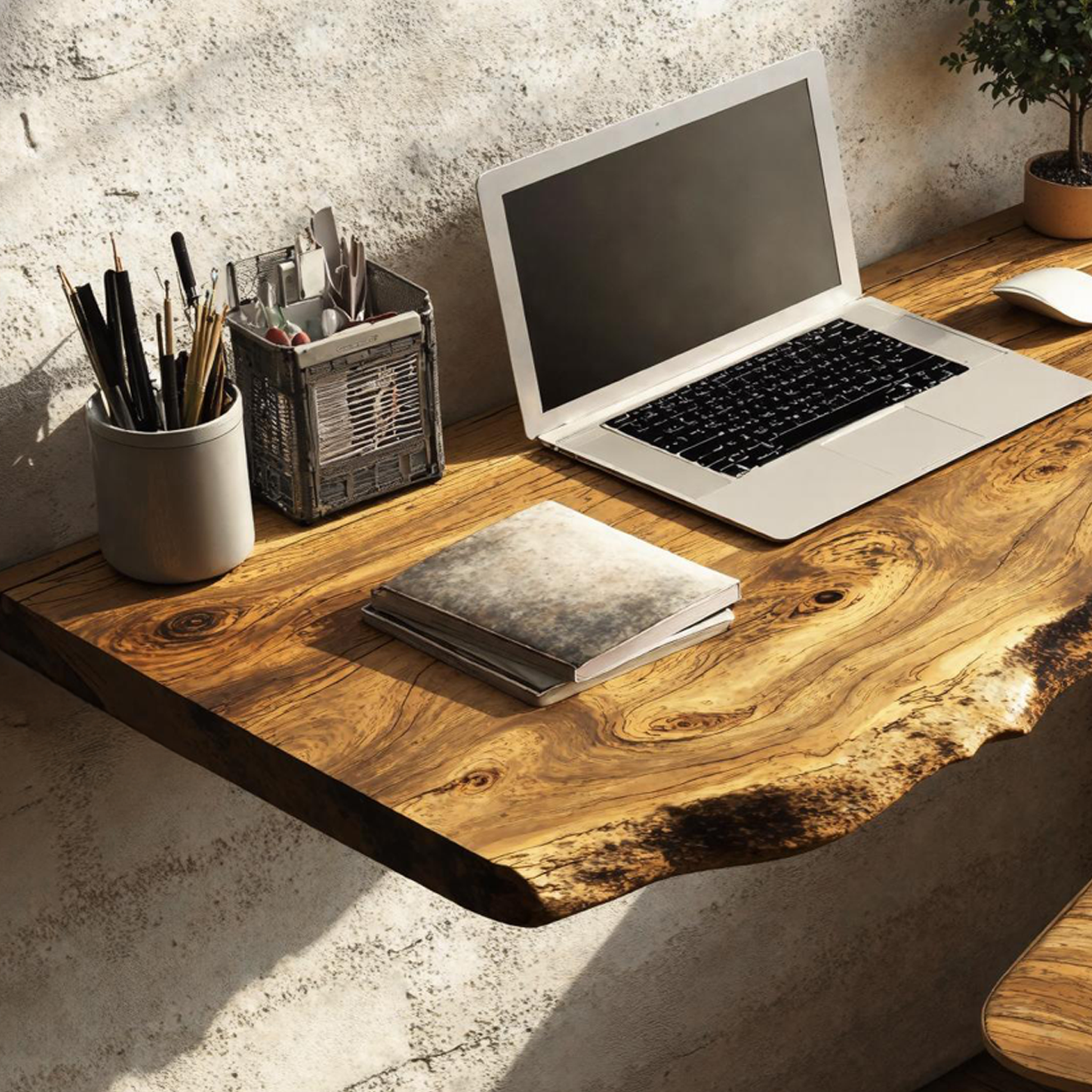 Mid Century Solid Wood Floating Desk For Smart Furniture Arrangement SILDTFLD021