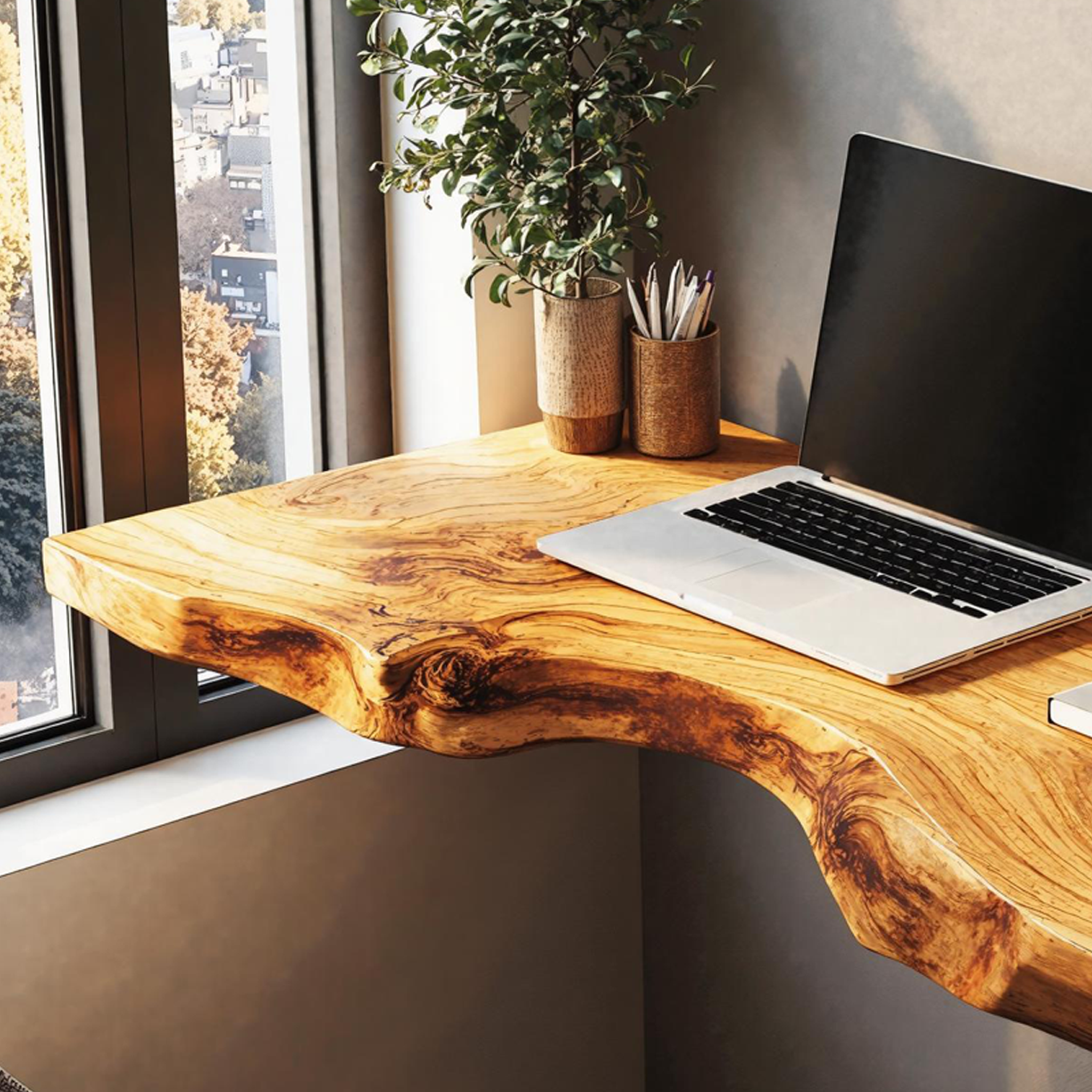 Mid Century Solid Wood Floating Desk For Smart And Elegant Decor SILDTTRFLD008