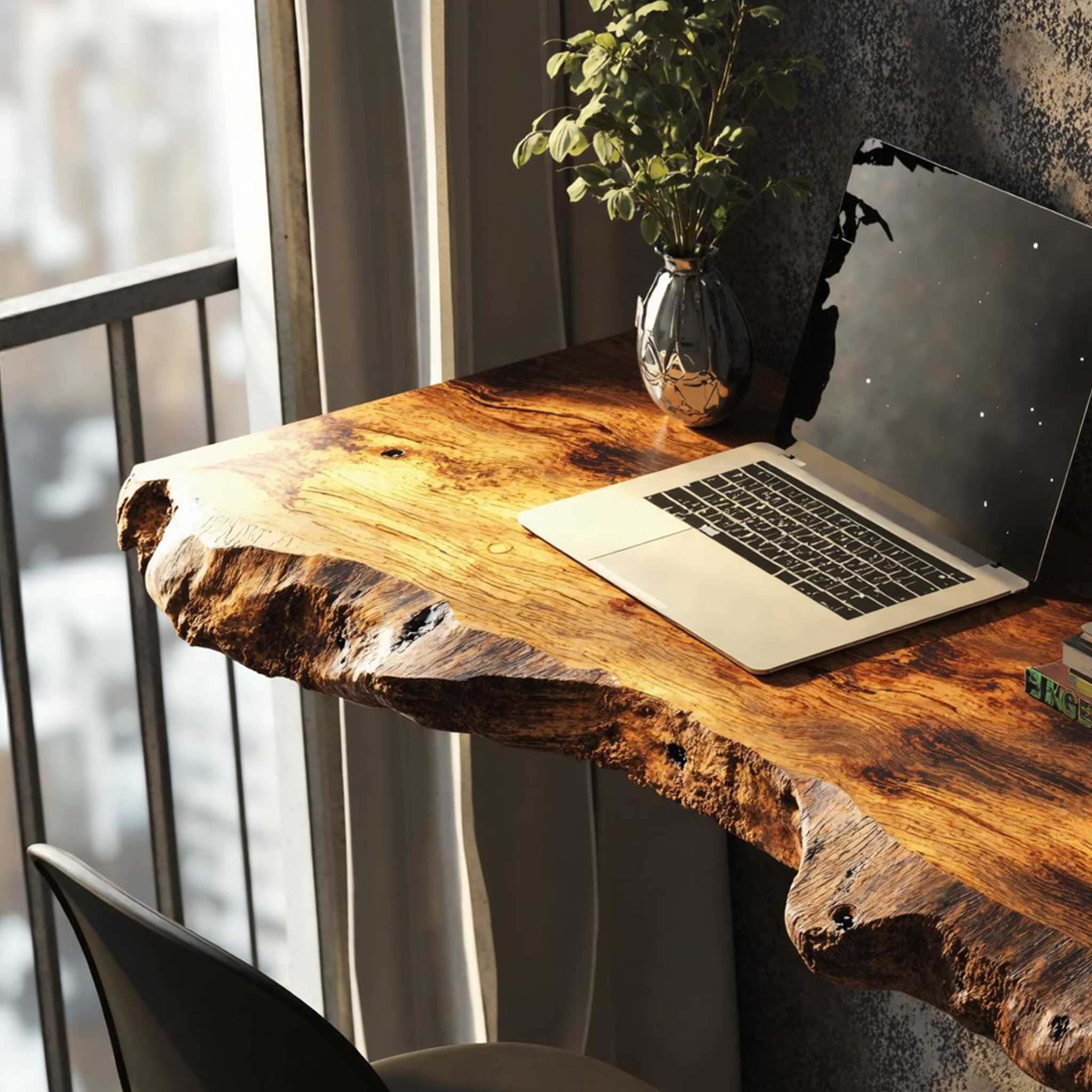 Mid Century Solid Wood Floating Desk For Functional Home Office SILDTFLD013