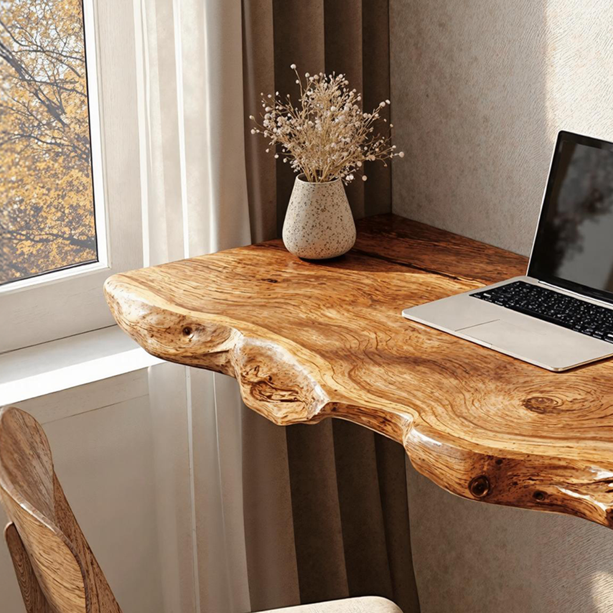 Rustic Wooden Floating Table For Comfort Oriented Bedroom Design SILDTFLD022