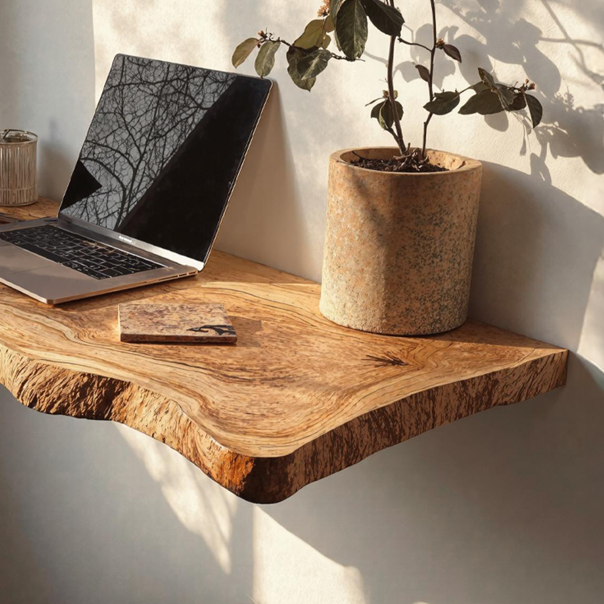 Farmhouse Solid Wood Floating Desk For Sophisticated Furniture Layout SILDTTRFLD007