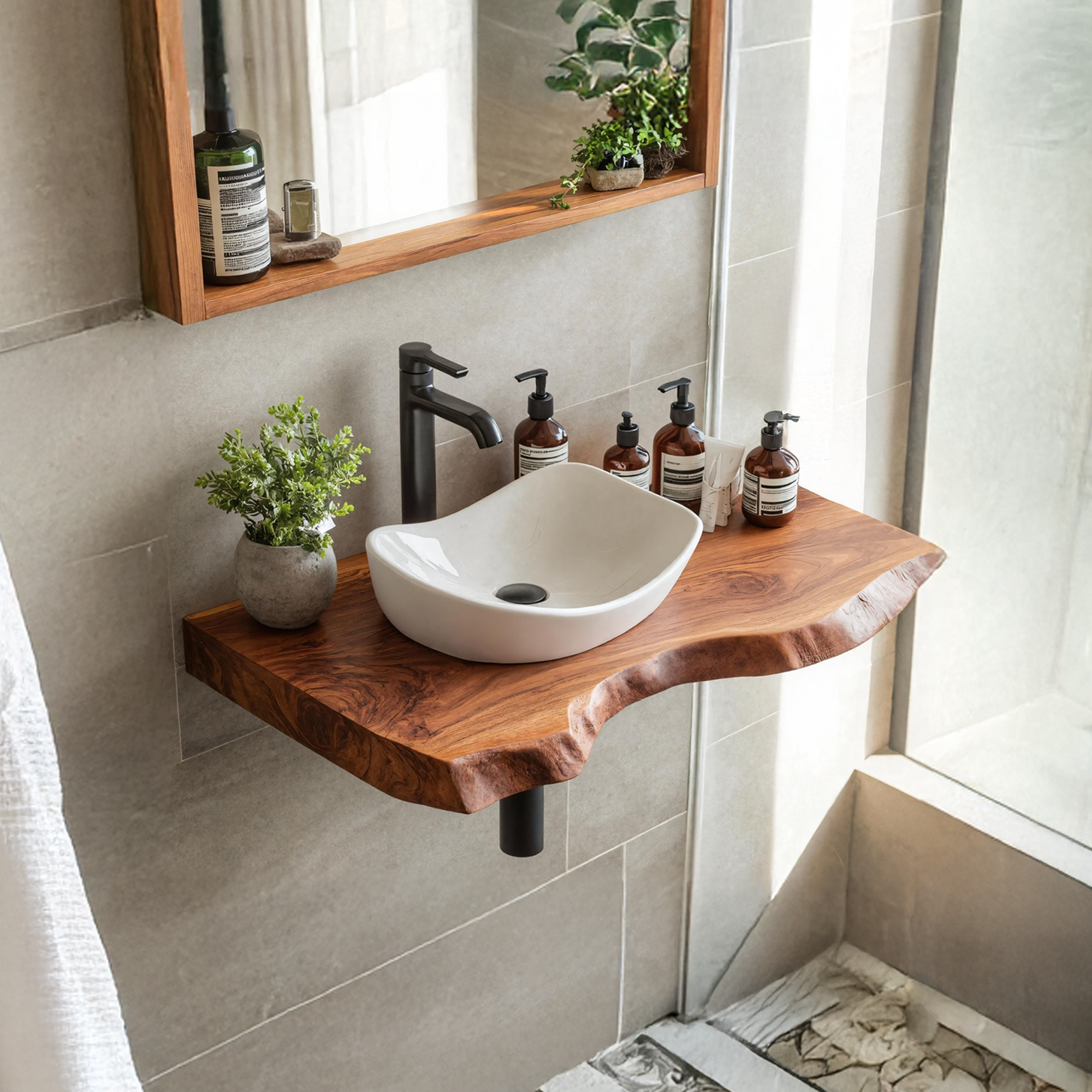 Mid Century Wooden Floating Vanity For Bathroom Decor SILDTTRBAS001