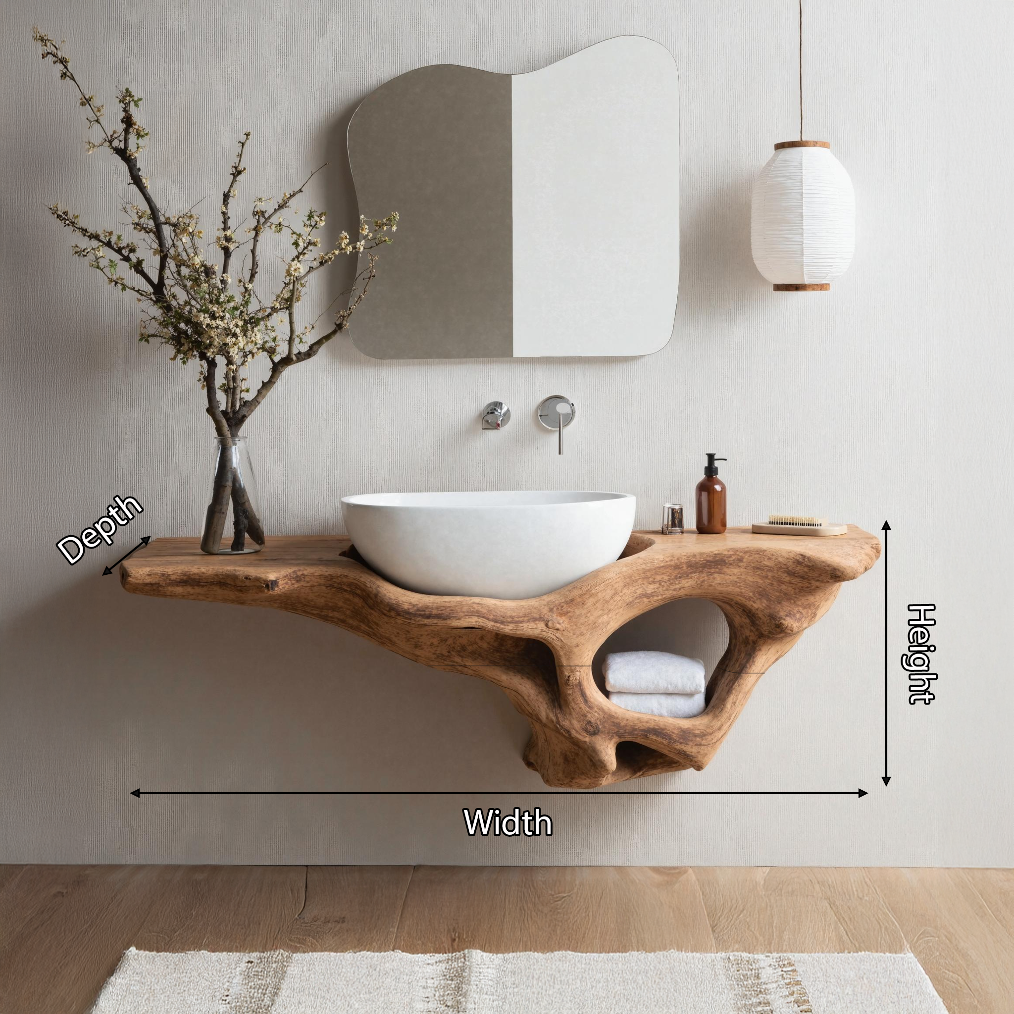 Mid Century Live Edge Vanity Bathroom Decor Accents SILDTTNBAS006
