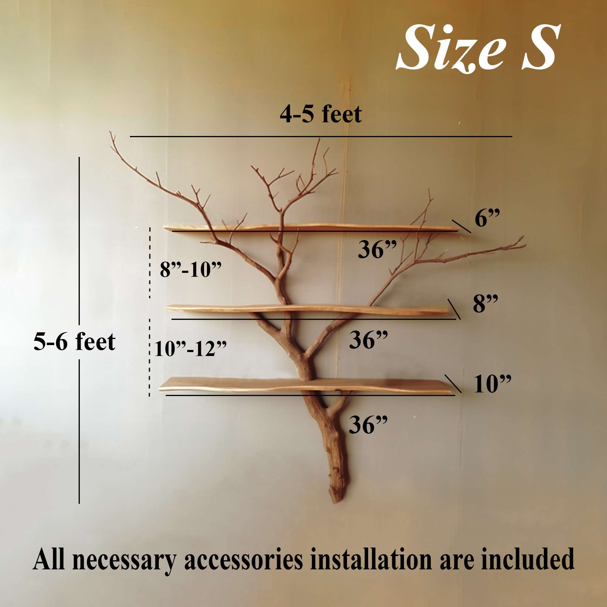 Rustic Tree Branch Shelf Unique Shelves SINLTBS005