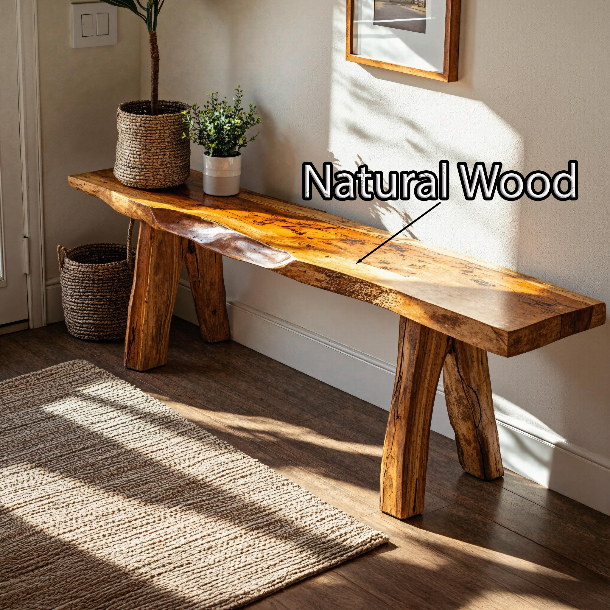 Large Wooden Bench For Seating With Natural Finish SILDTWB008