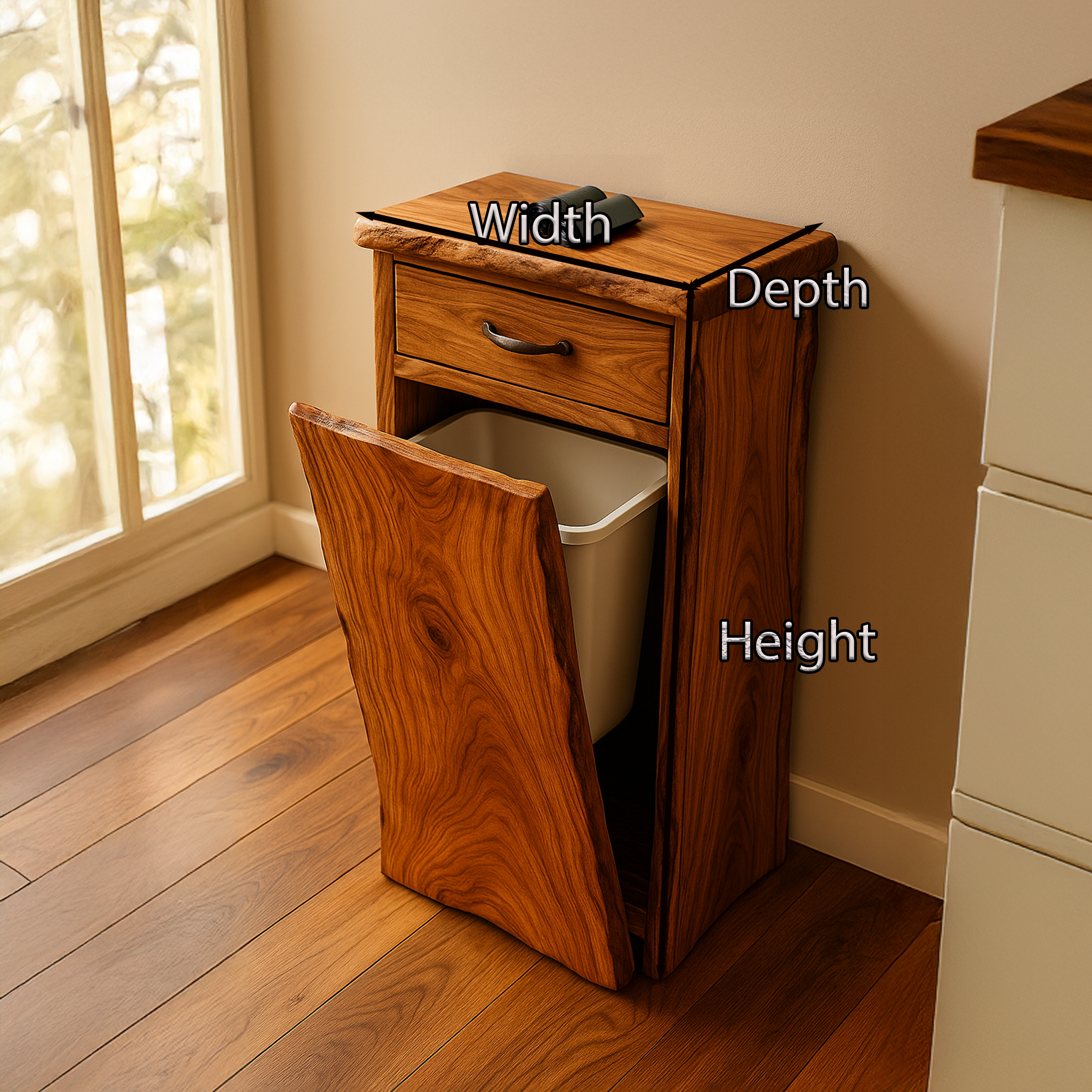Handcrafted Tilt Out Trash Can Furniture For Kitchen Storage SILDTTRB003