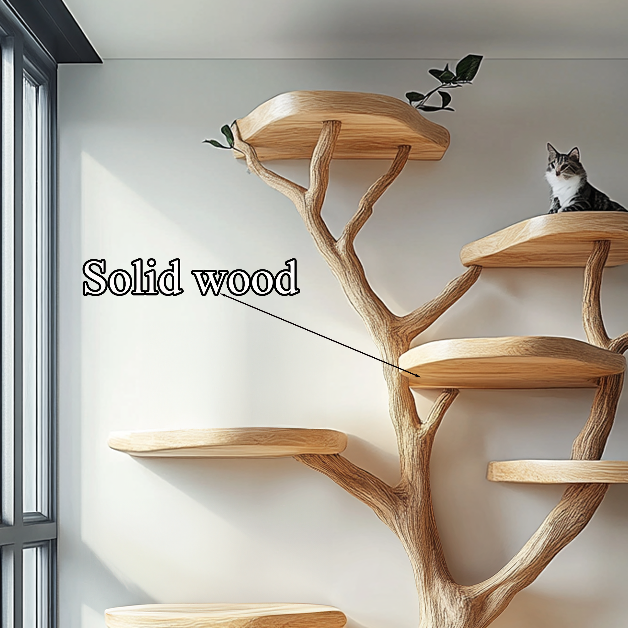 Rustic Cat Tree Natural Wood Cat Furniture Handmade Gift Cat SINLTT012